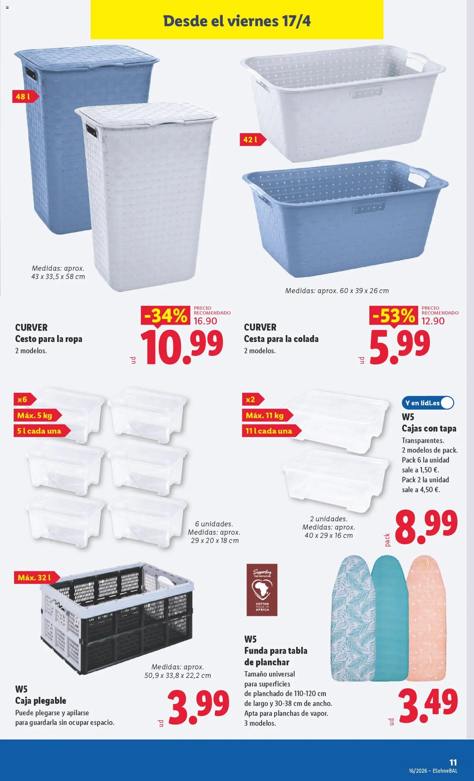 Lidl folleto de bazar │ válido desde el 13.04.2026 | Página: 19 | Productos: Ropa, Funda para tabla de planchar, Tabla de planchar, Caja