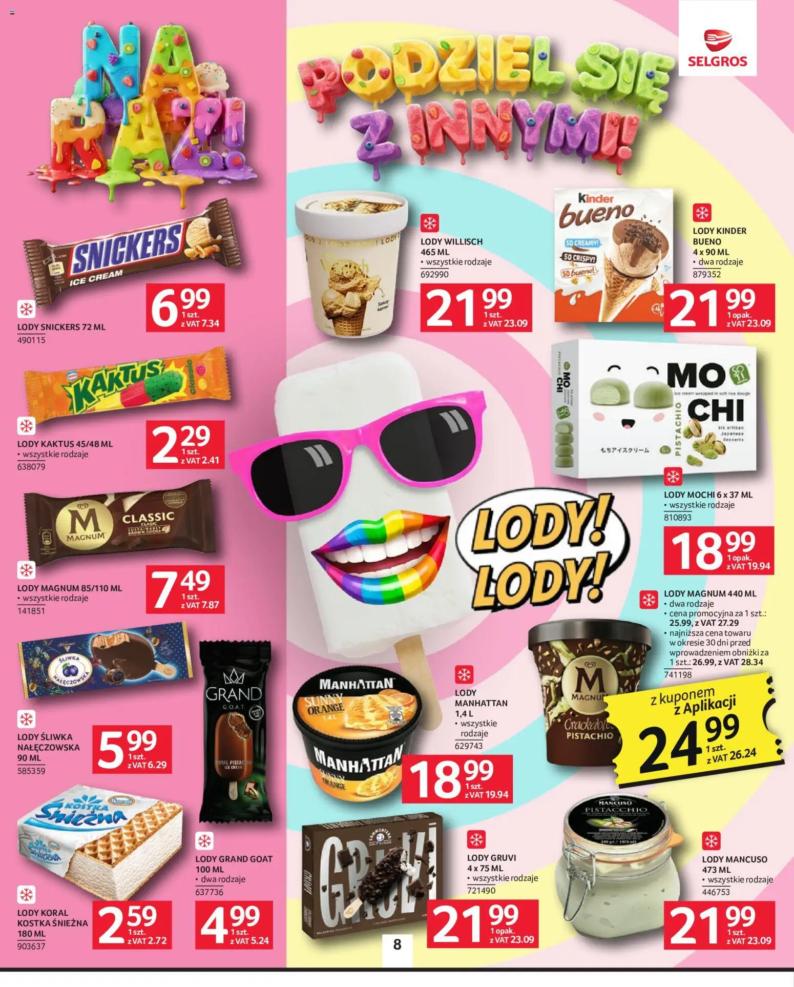 Selgros cash&carry gazetka od 02.06.2026 | Strona: 8 | Produkty: Kinder Bueno, Lody koral, Lody Kaktus, Lody