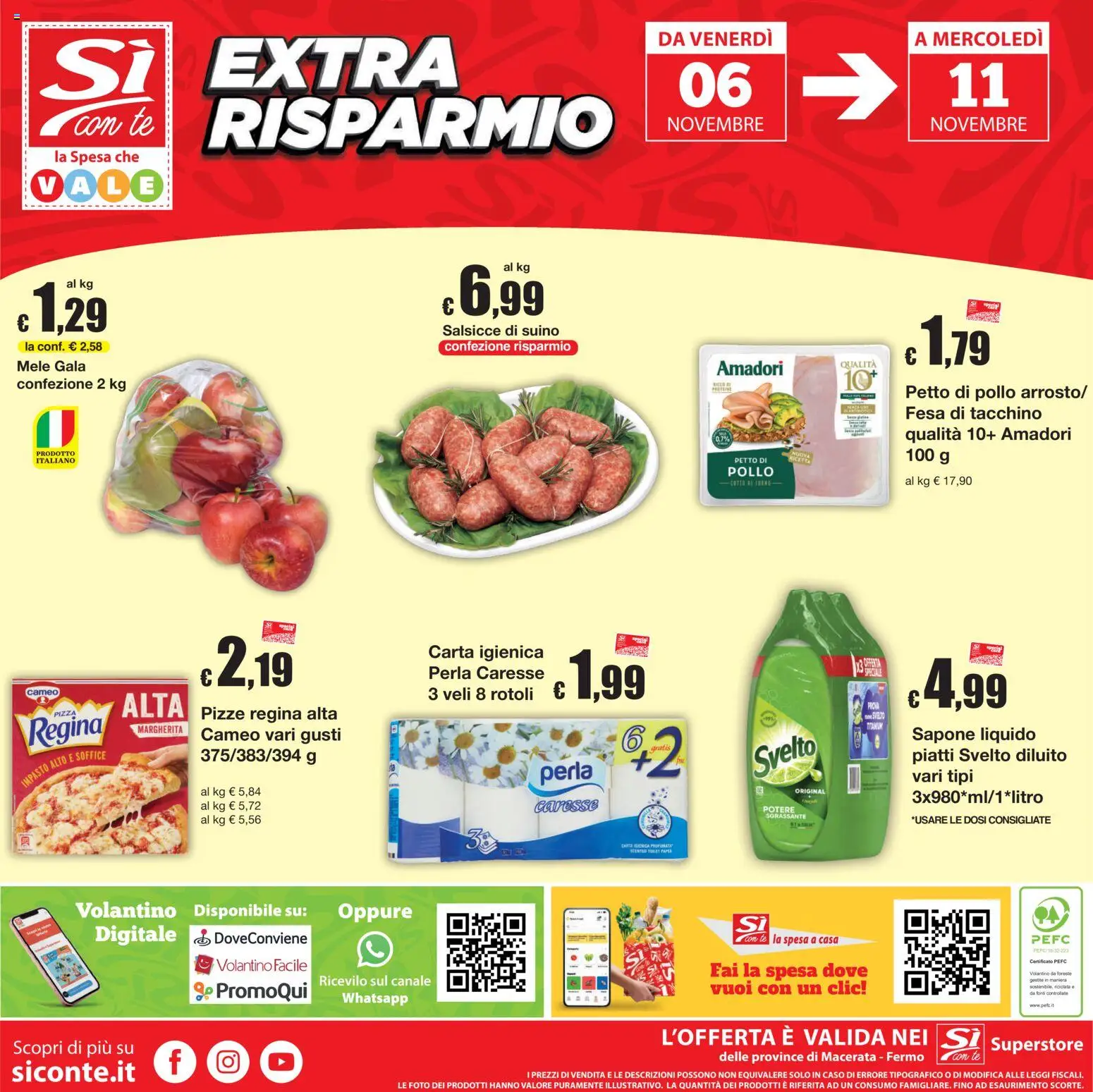 Volantino Sì con Te del 29/10/2026 | Pagina: 24 | Prodotti: Pizza, Pollo, Mele, Suino