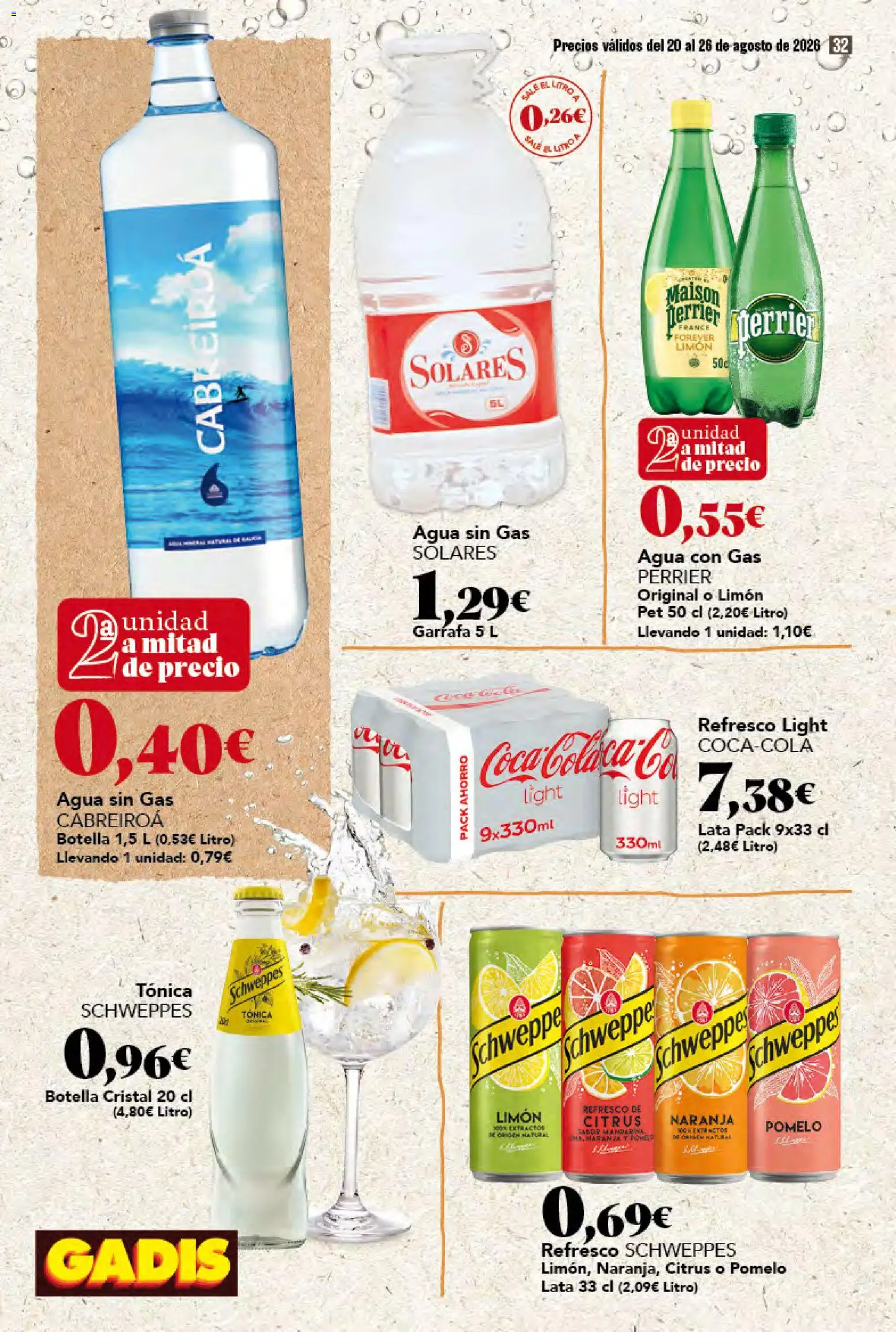 Gadis folleto │ válido desde el 20/08/2026 | Página: 32 | Productos: Limón, Agua con gas, Pomelo, Agua
