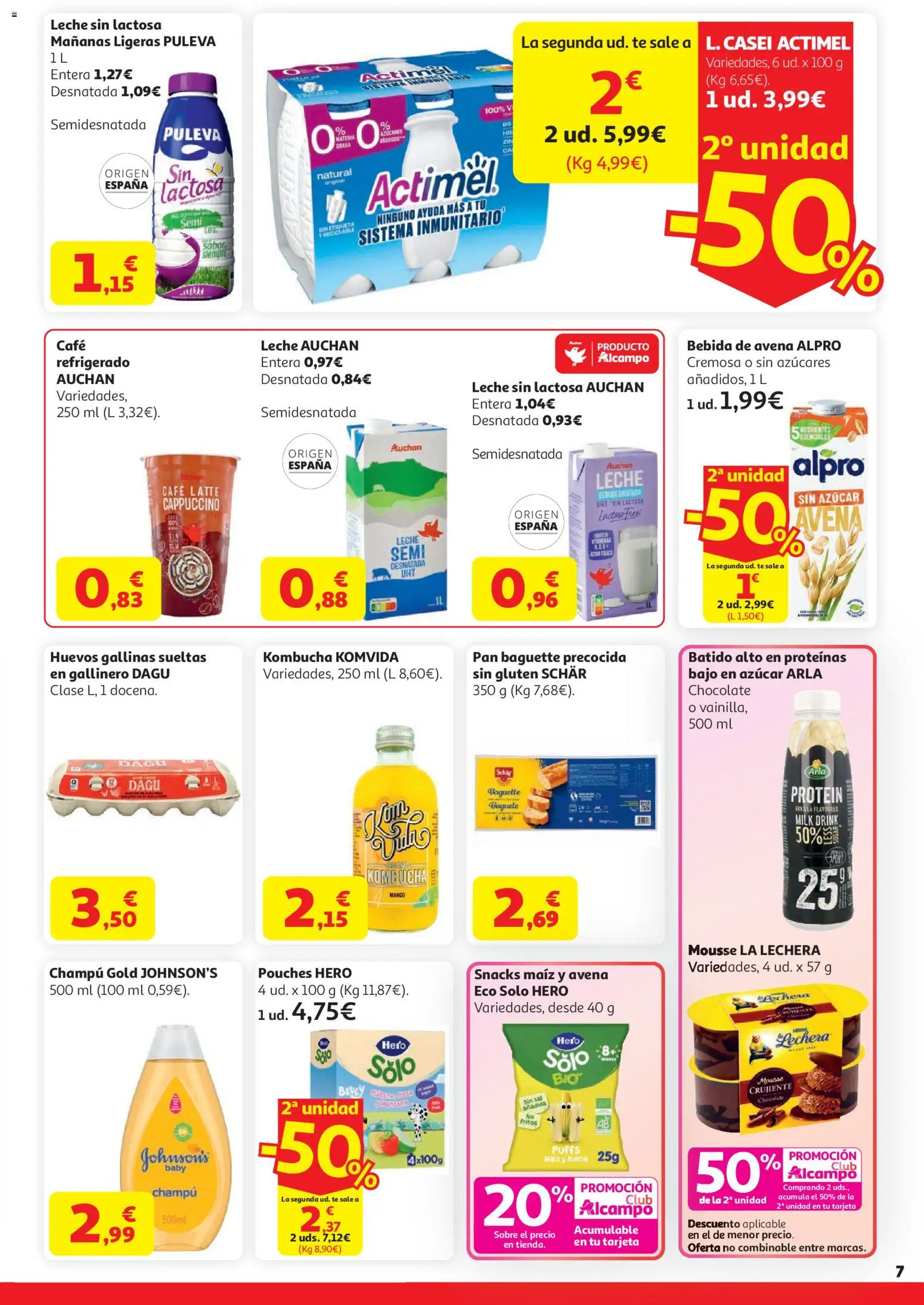 Alcampo Superstore │ válido desde el 07.04.2026 | Página: 7 | Productos: Leche sin lactosa, Mousse, Manzana, Bebida de avena
