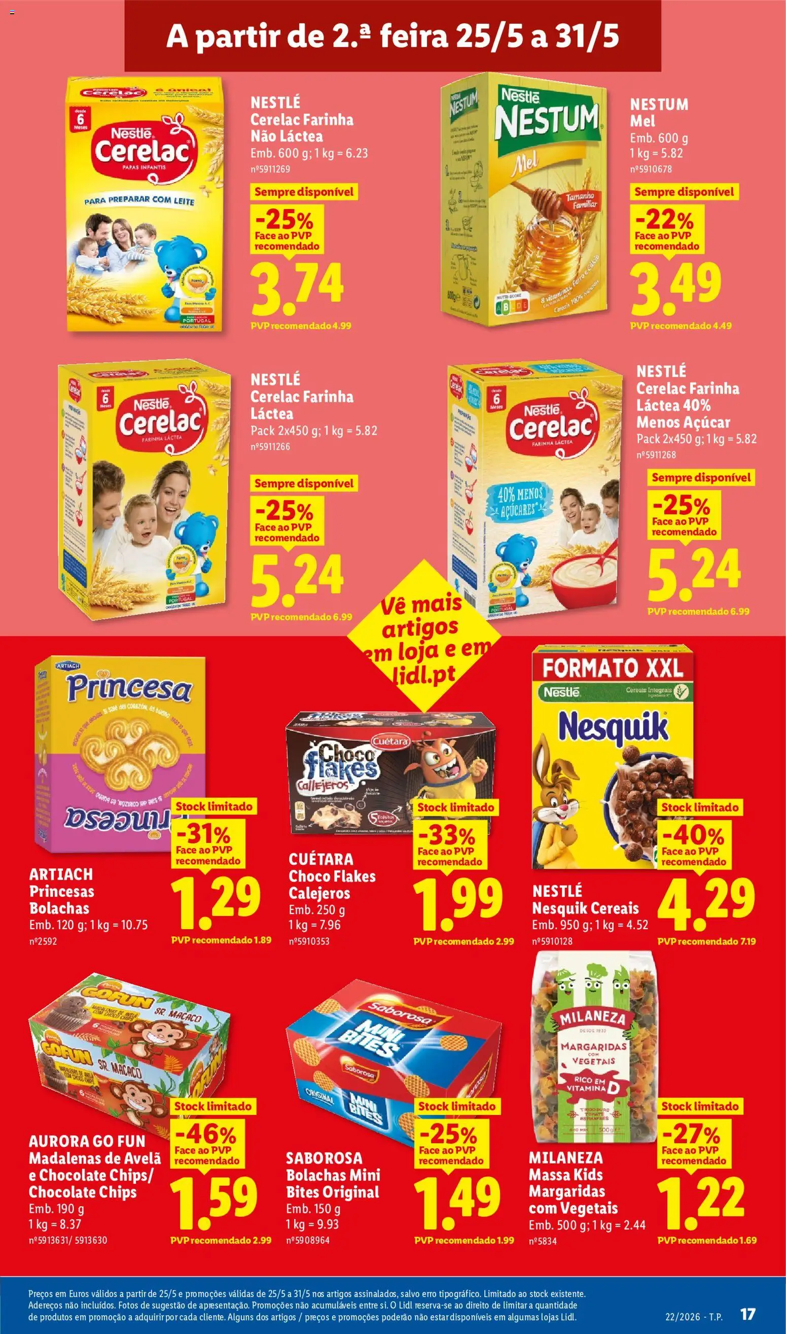 Lidl folheto │ válido de 25.05.2026 | Página: 17 | Produtos: Bolachas, Mel, Cereais, Massa