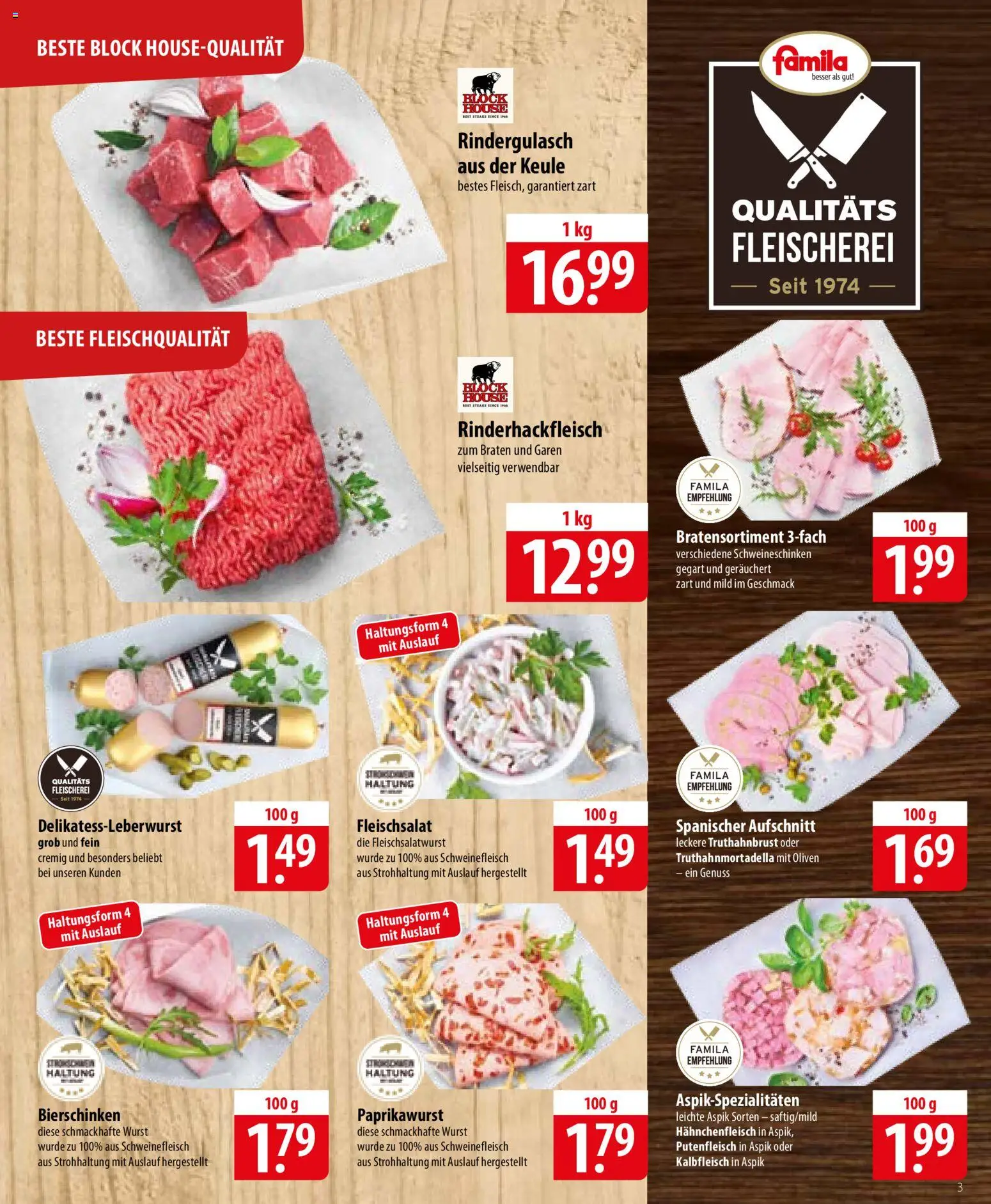 Famila Prospekt – gültig ab 01.06.2026 | Seite: 3 | Produkte: Rindergulasch, Wurst, Schweinefleisch