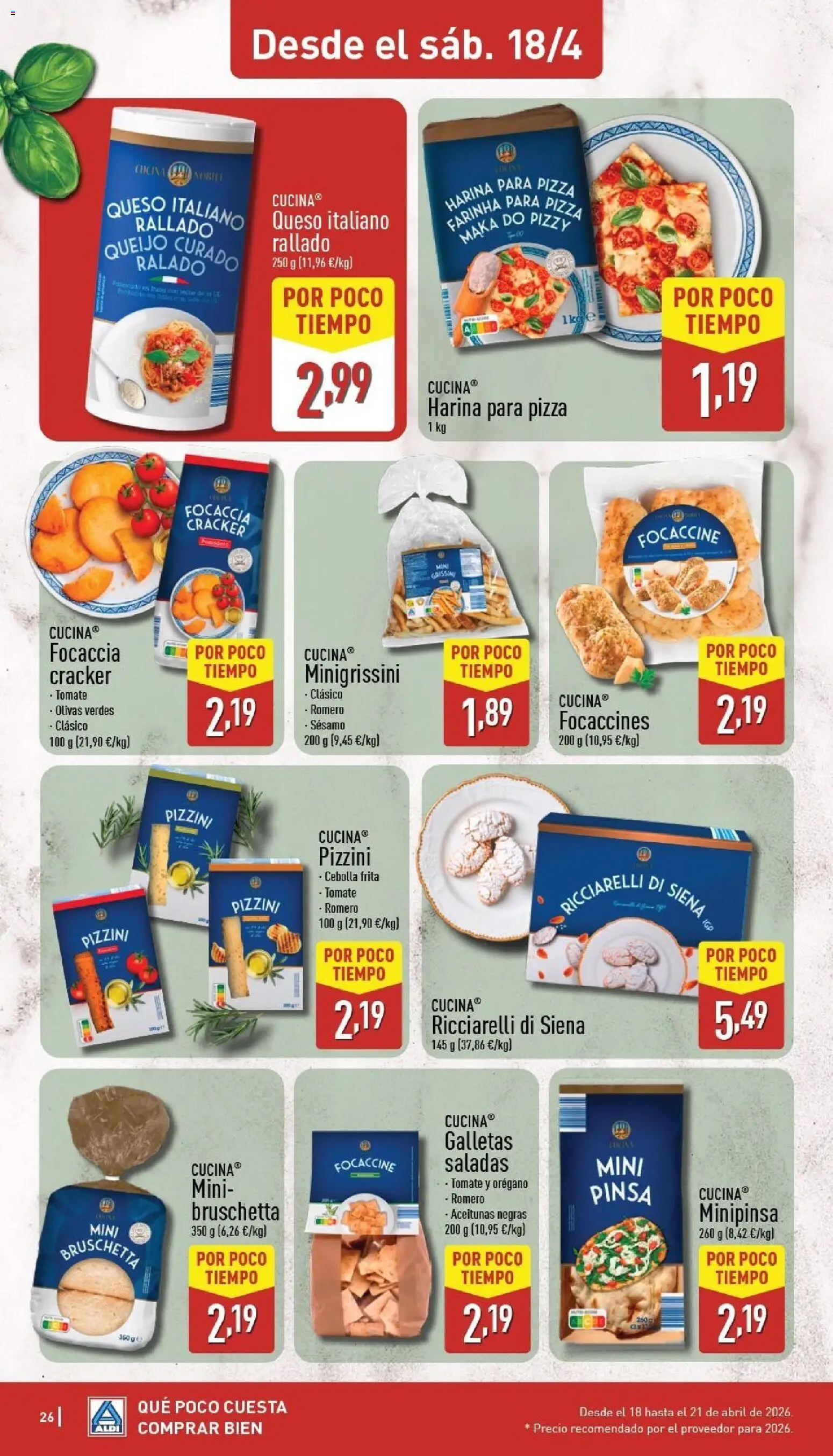 Aldi folleto Baleares │ válido desde el 13.04.2026 | Página: 26 | Productos: Harina para pizza, Queso, Pizza, Παγωμένο τσάι