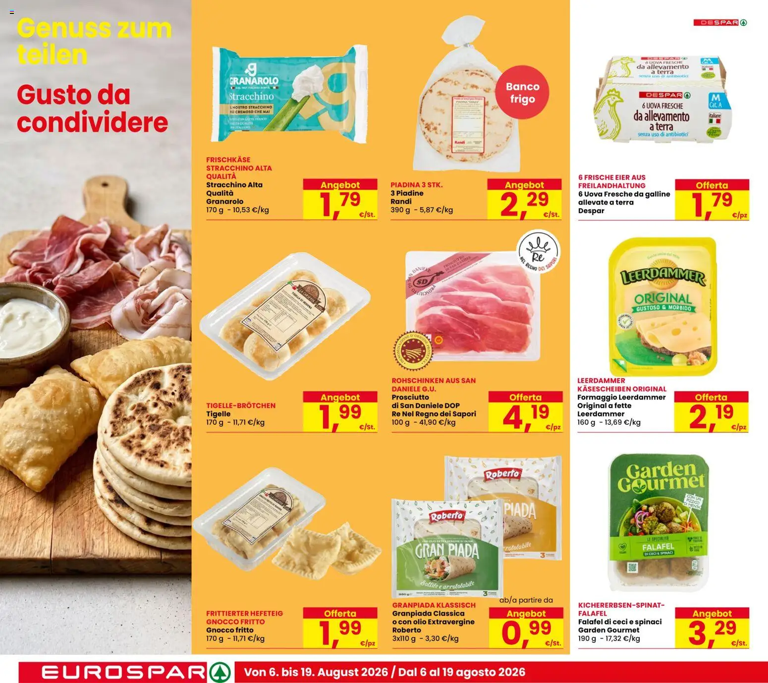 Volantino Eurospar del 06/08/2026 | Pagina: 8 | Prodotti: Ceci, Falafel, Piadina, Stracchino