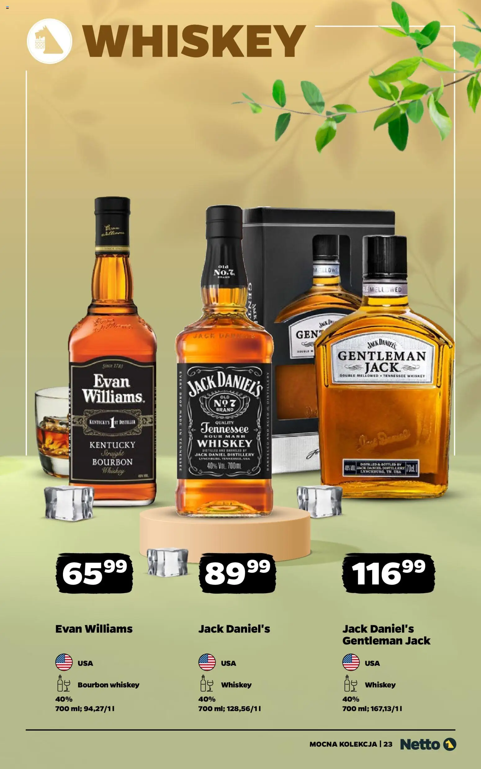 Netto gazetka - Alkohole mocne od 11.05.2026 | Strona: 23 | Produkty: Gentleman Jack, Bourbon, Jack Daniel's