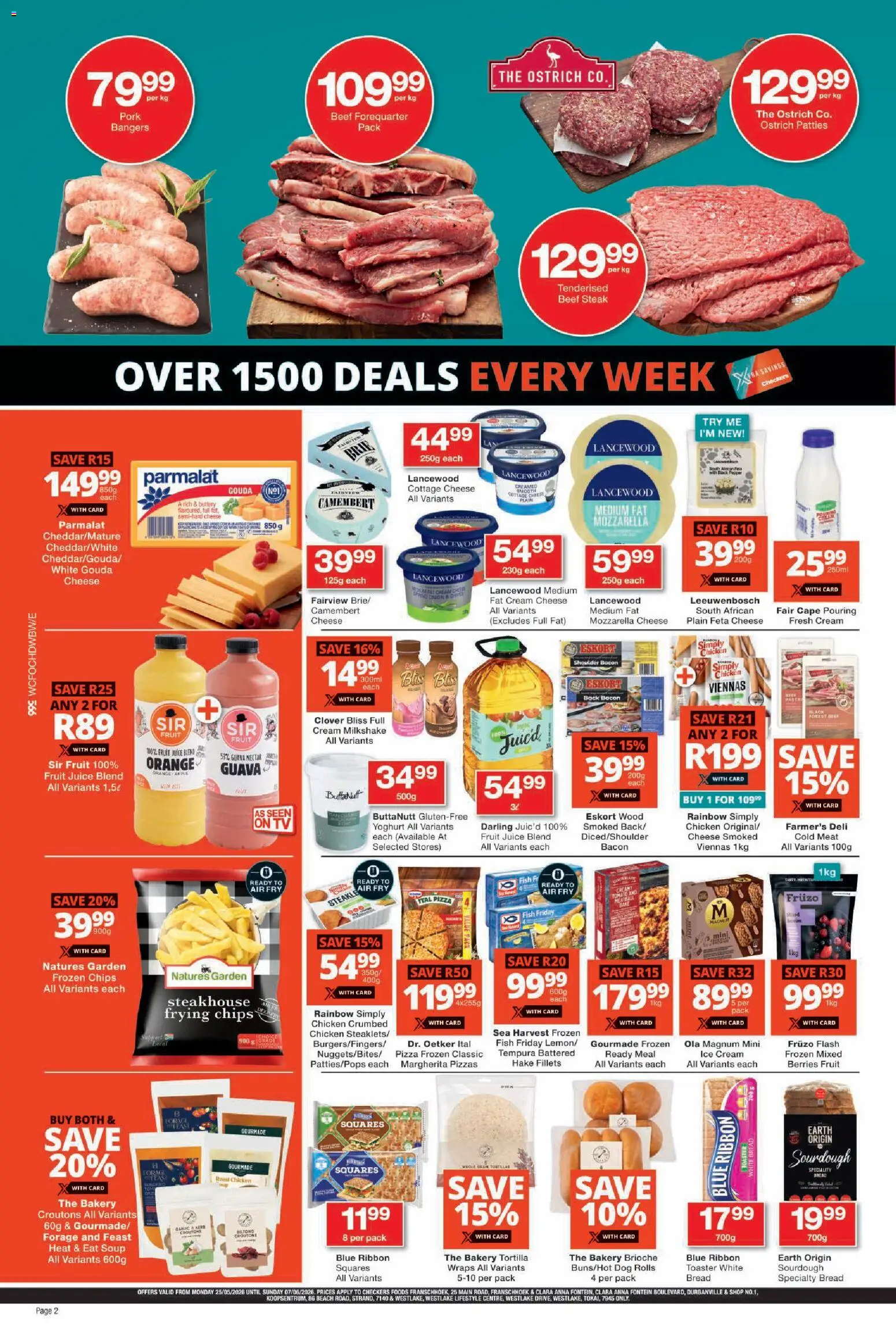 New Checkers catalogue – valid from 25.05.2026 | Page: 2 | Products: Bakery, Juice, Chicken, Pepper