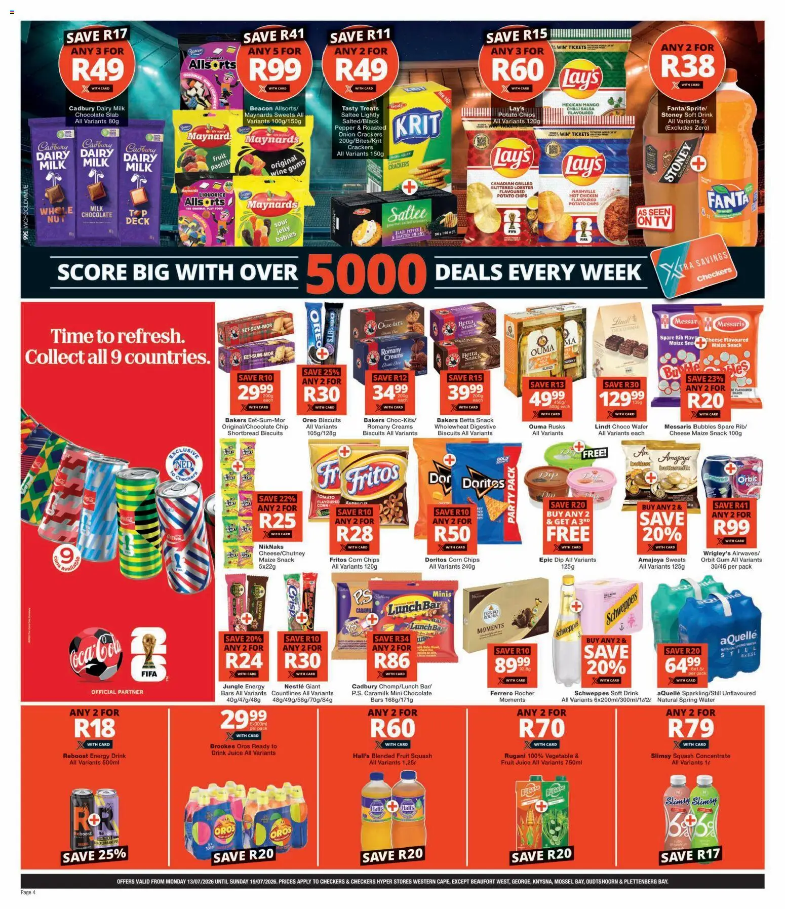 New Checkers catalogue – valid from 13/07/2026 | Page: 4 | Products: Sweets, Milk, Chocolate, Fanta