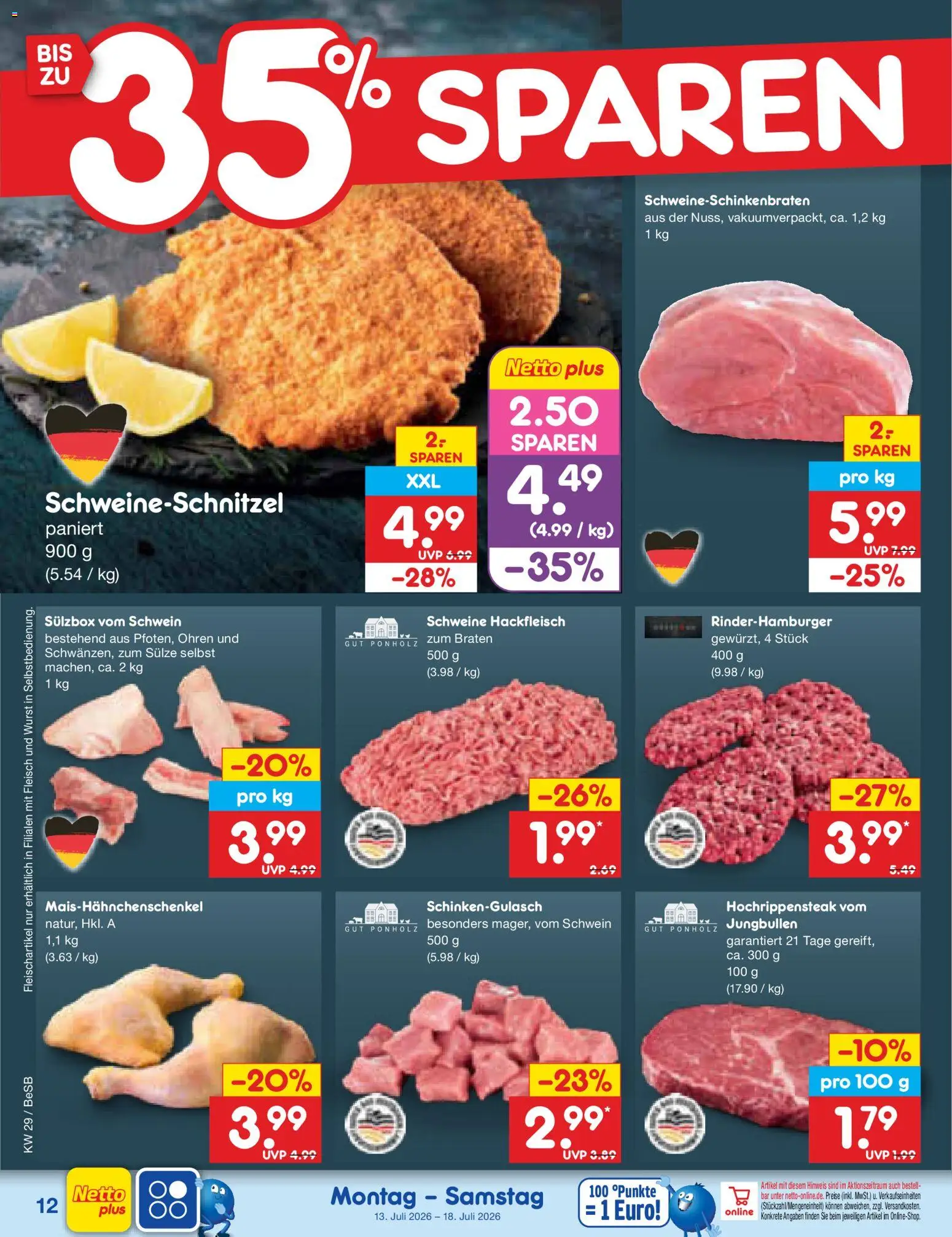 Netto Marken-Discount Prospekt – gültig ab 13.07.2026 | Seite: 14 | Produkte: Wurst, Fleisch, Hackfleisch