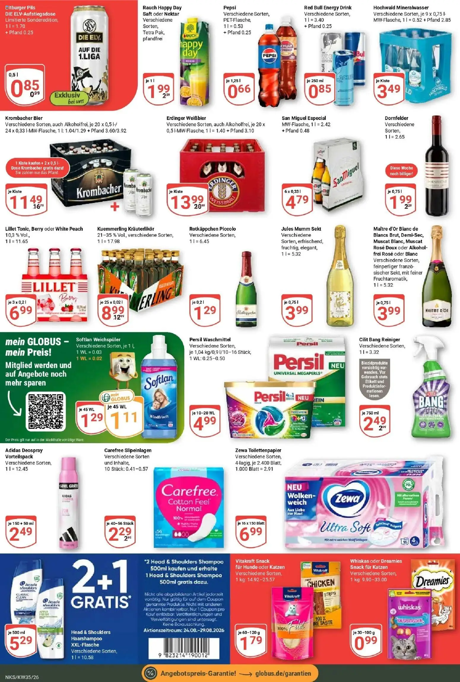 Globus Prospekt Neunkirchen (ab 24.08.2026) » Angebote online | Seite: 6 | Produkte: Weißbier, Zewa, Shampoo, Persil