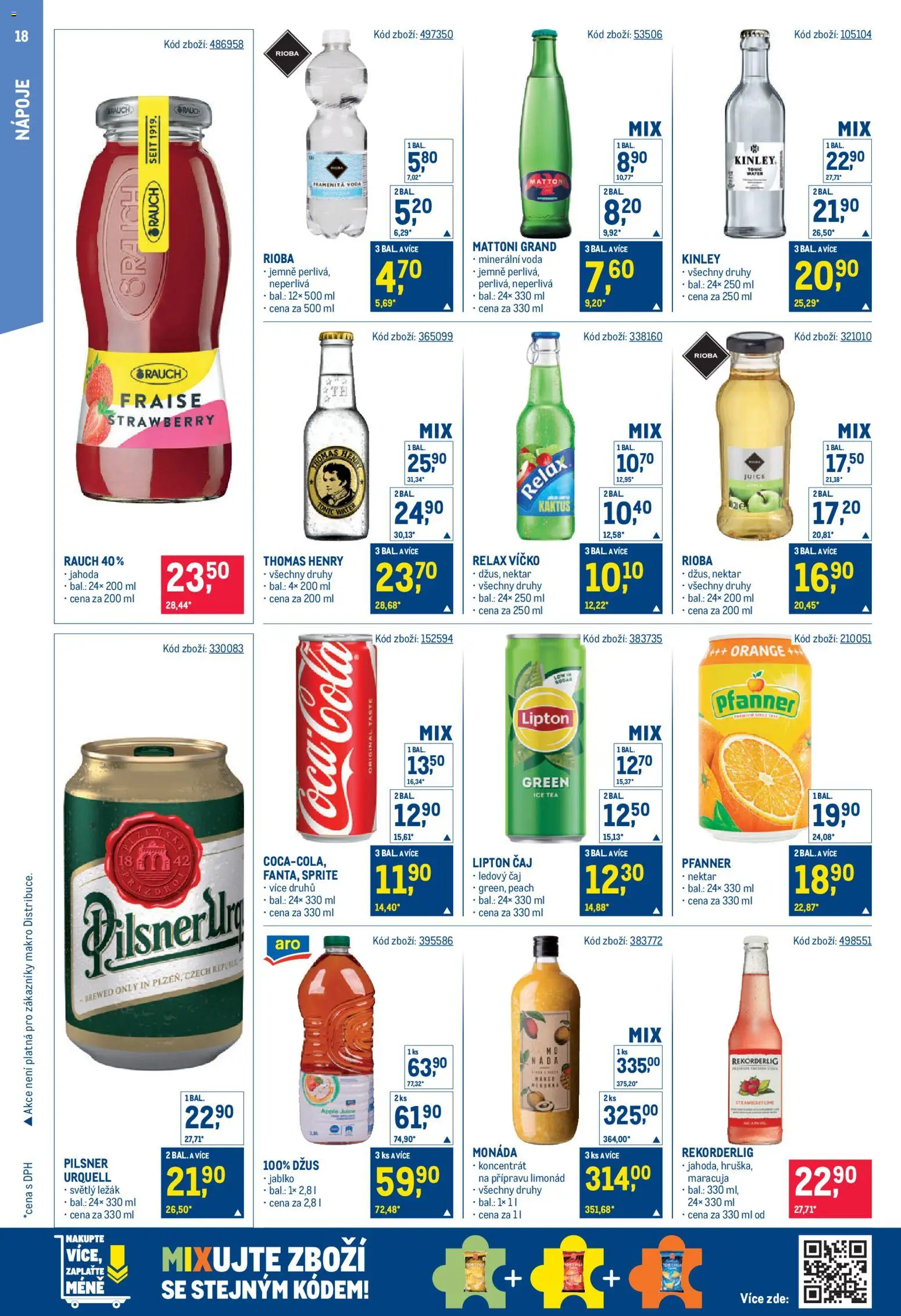 Makro leták - Gastronomie od 12.08.2026 | Strana: 18 | Produkty: Nápoje, Tonic, Sprite, Minerální voda