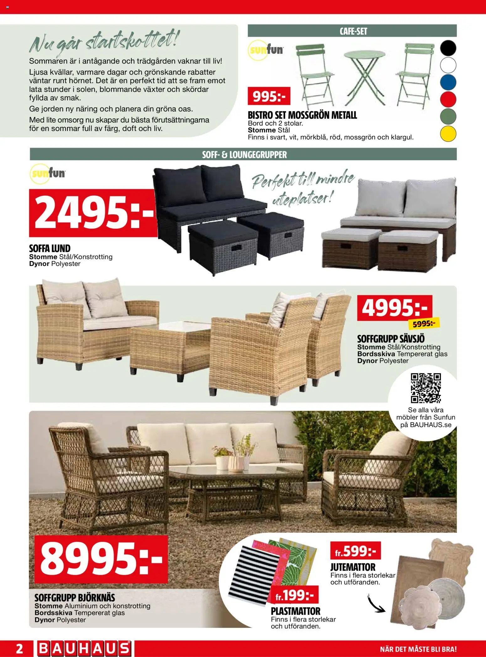 Bauhaus reklamblad aktuell från 01.04.2026 | Sida: 2 | Produkter: Soffgrupp, Soffa, Vantar, Set