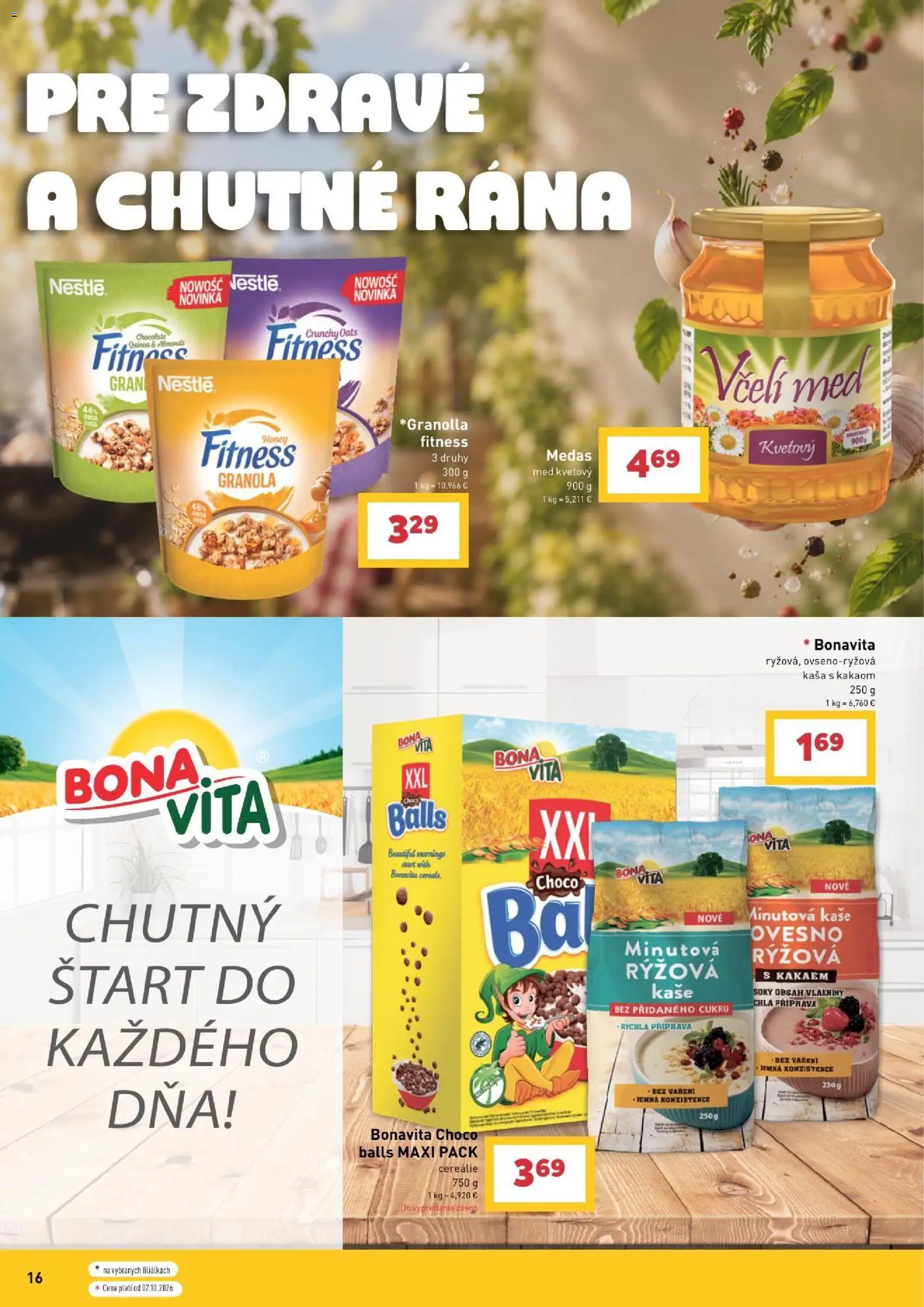Nové Billa akcie – leták je platný od 30.09.2026 | Strana: 16 | Produkty: Cereálie, Kaša, Med