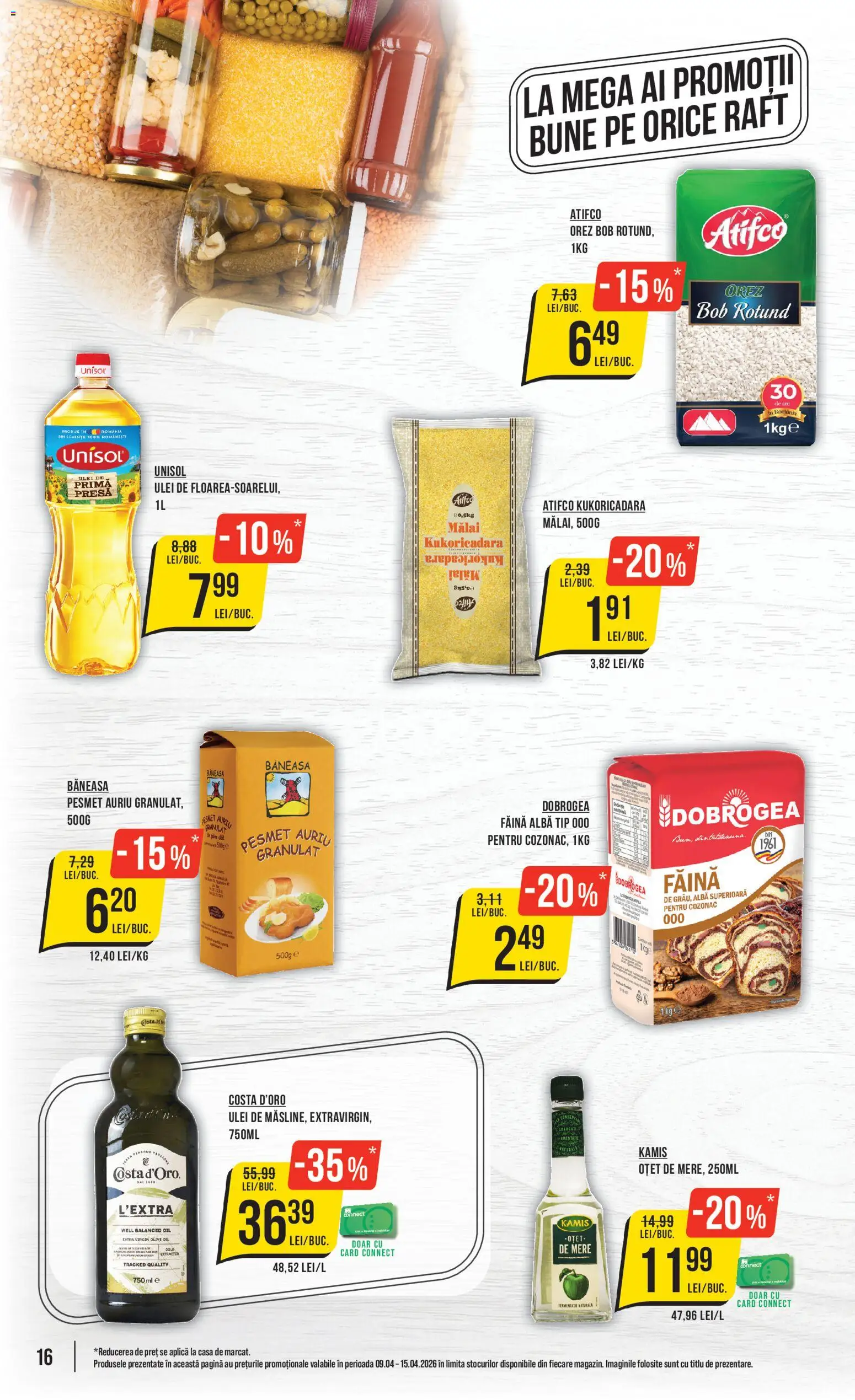 Noul catalog Mega Image – valabil de la 09.04.2026 | Pagină: 16 | Produse: Presă, Semințe, Orez, Mălai