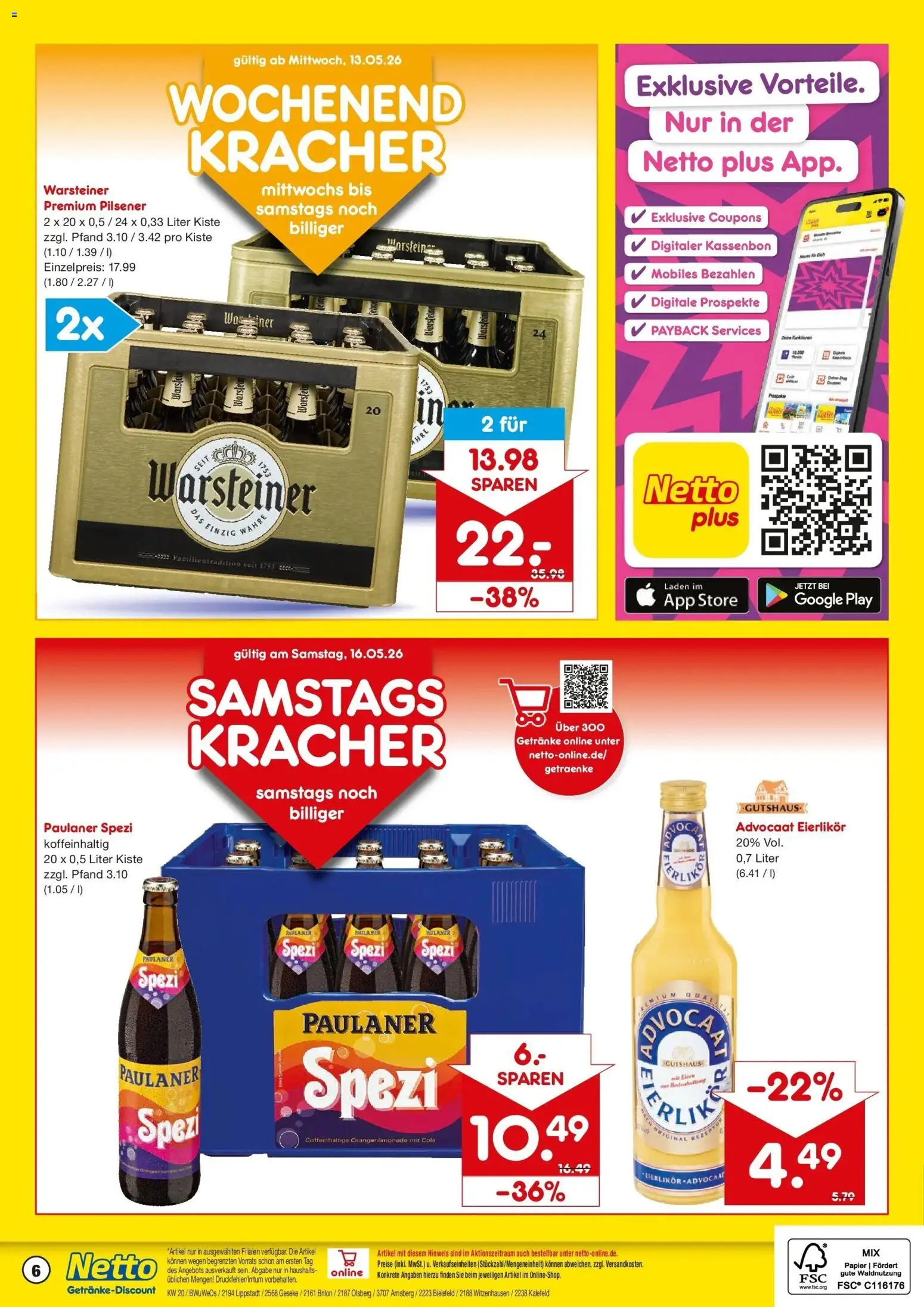 Netto Marken-Discount Prospekt Lippstadt	 – gültig ab 10.05.2026 | Seite: 6 | Produkte: Cola, Paulaner spezi, Warsteiner, Paulaner