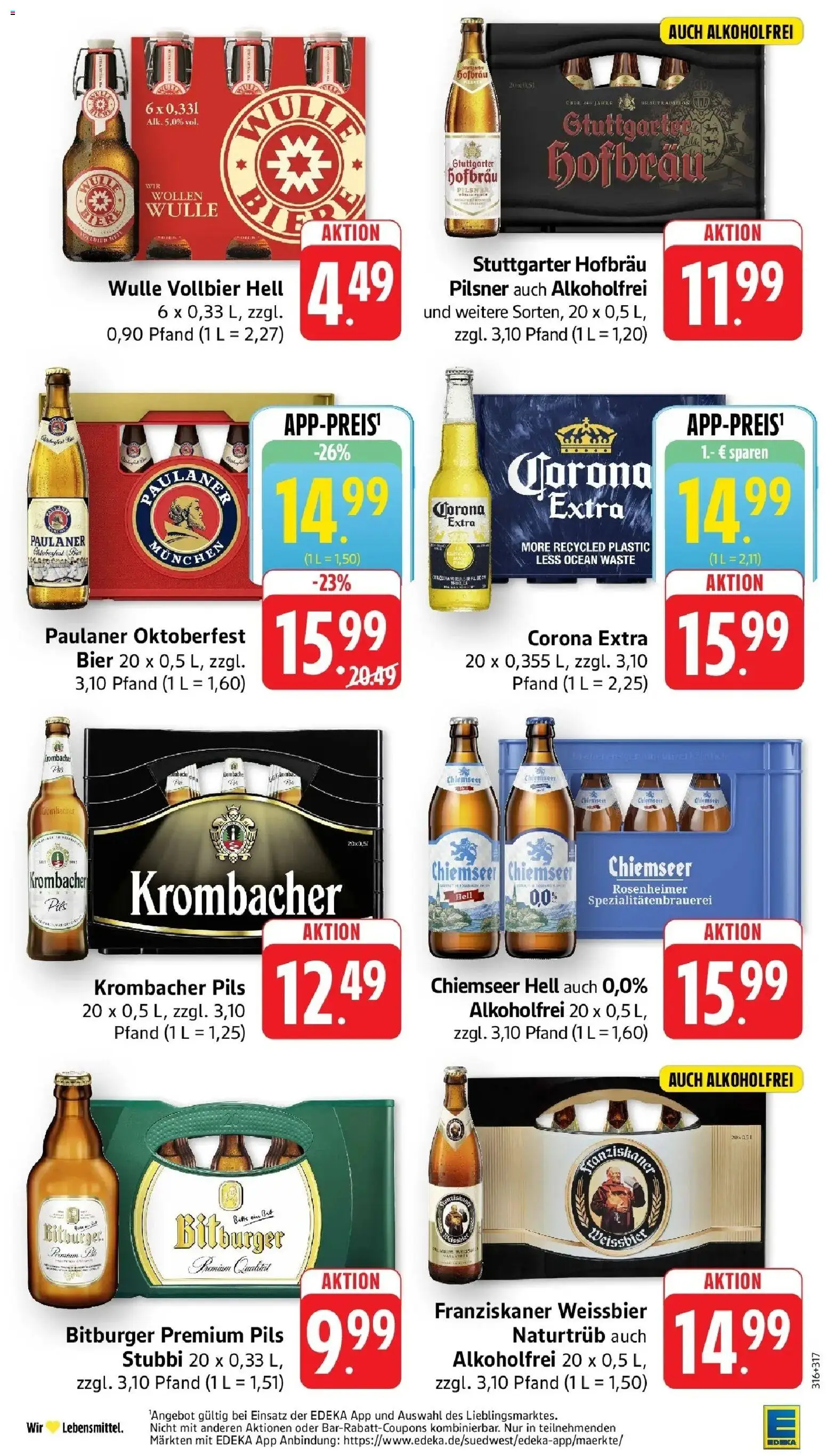 Edeka Prospekt Weinstadt - Endersbach (ab 14.09.2026) » Angebote Online | Seite: 21 | Produkte: Bitburger, Franziskaner, Krombacher, Paulaner