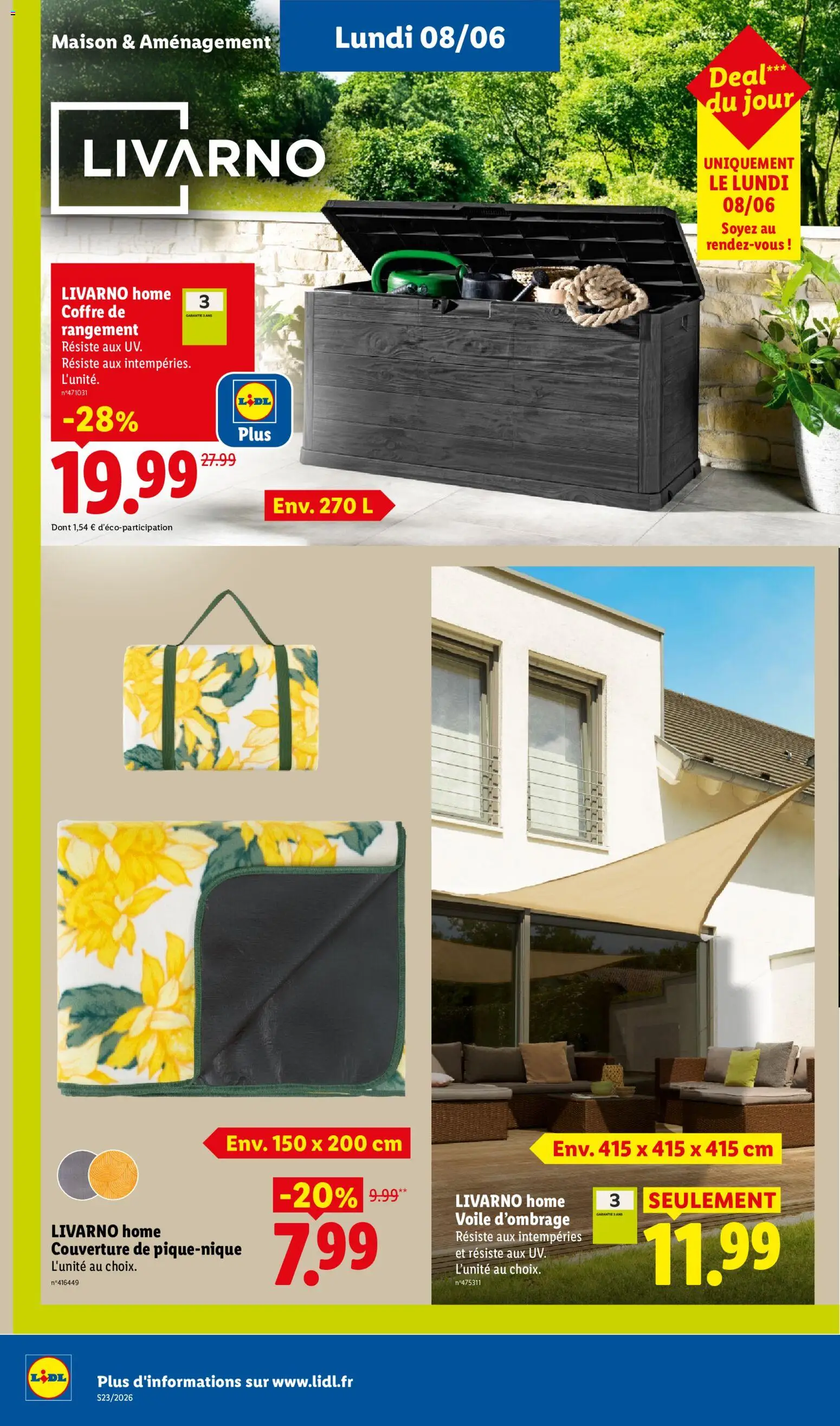 {H1} | Page: 48 | Produits: Voile d'ombrage, Couverture, Coffre de rangement