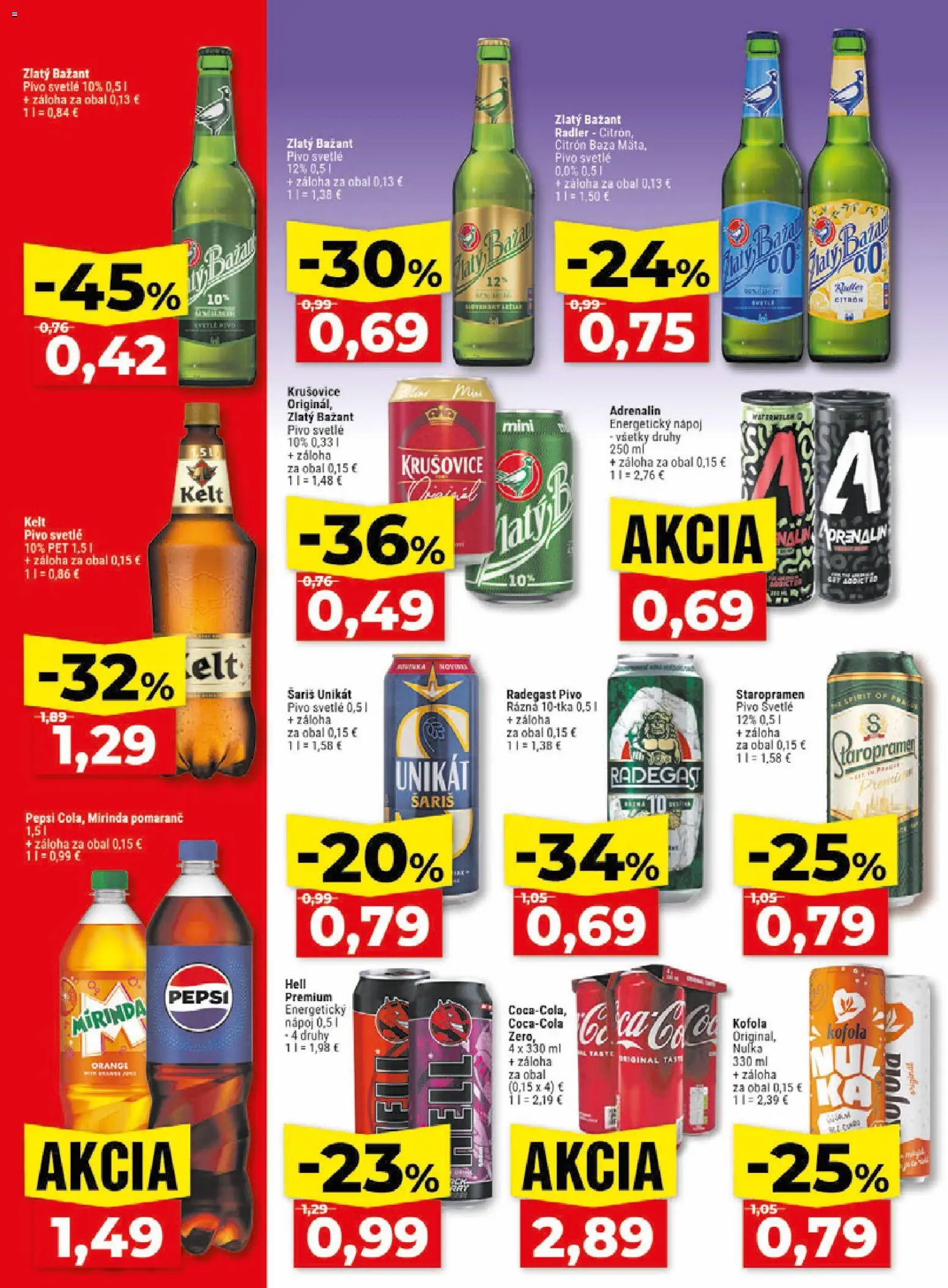 Nové Klas akcie – leták je platný od 15.06.2026 | Strana: 23 | Produkty: Radegast, Krušovice, Zlatý Bažant, Pepsi