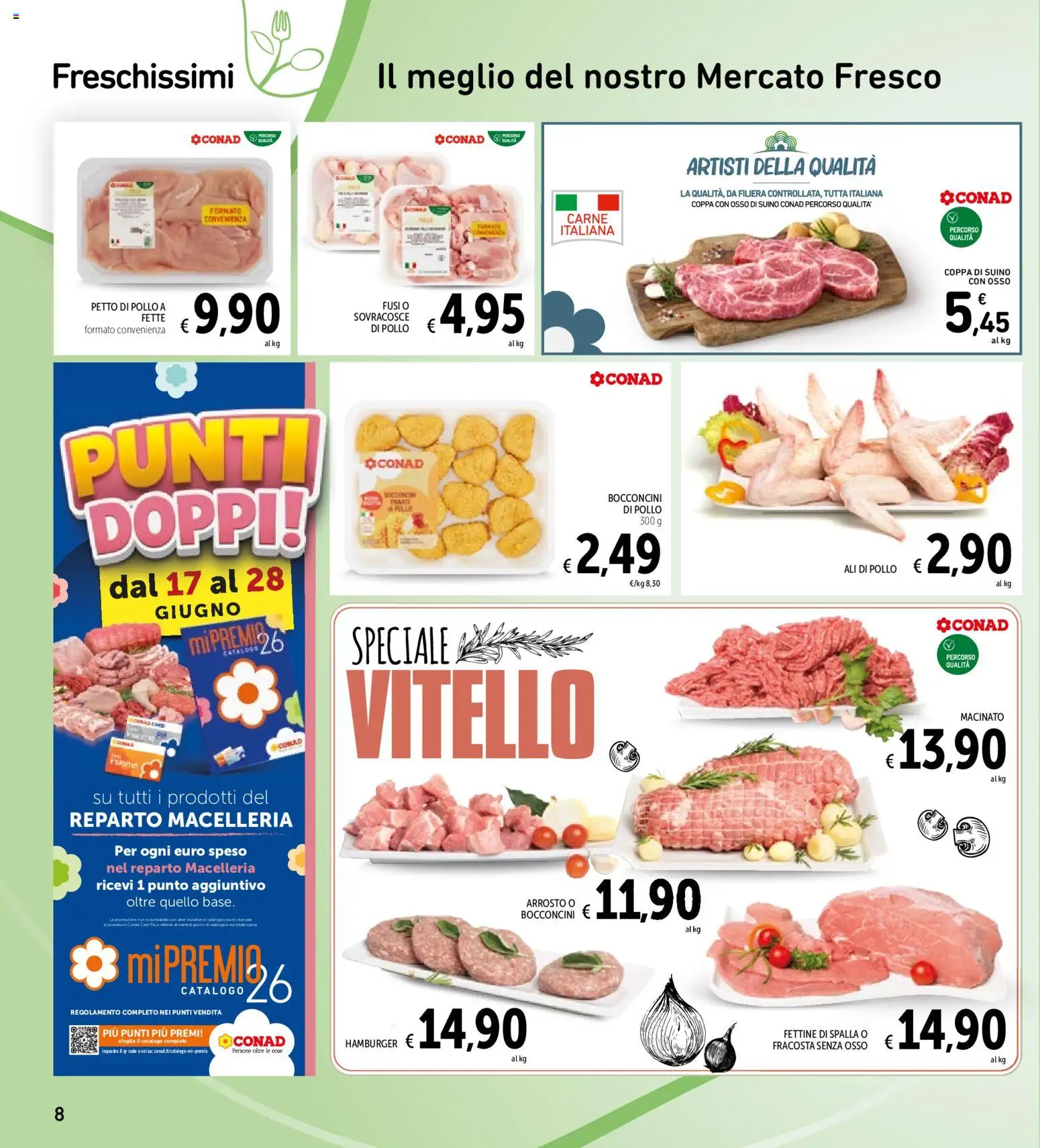 Volantino Spazio Conad del 16.06.2026 | Pagina: 8 | Prodotti: Arrosto, Suino, Vitello, Hamburger
