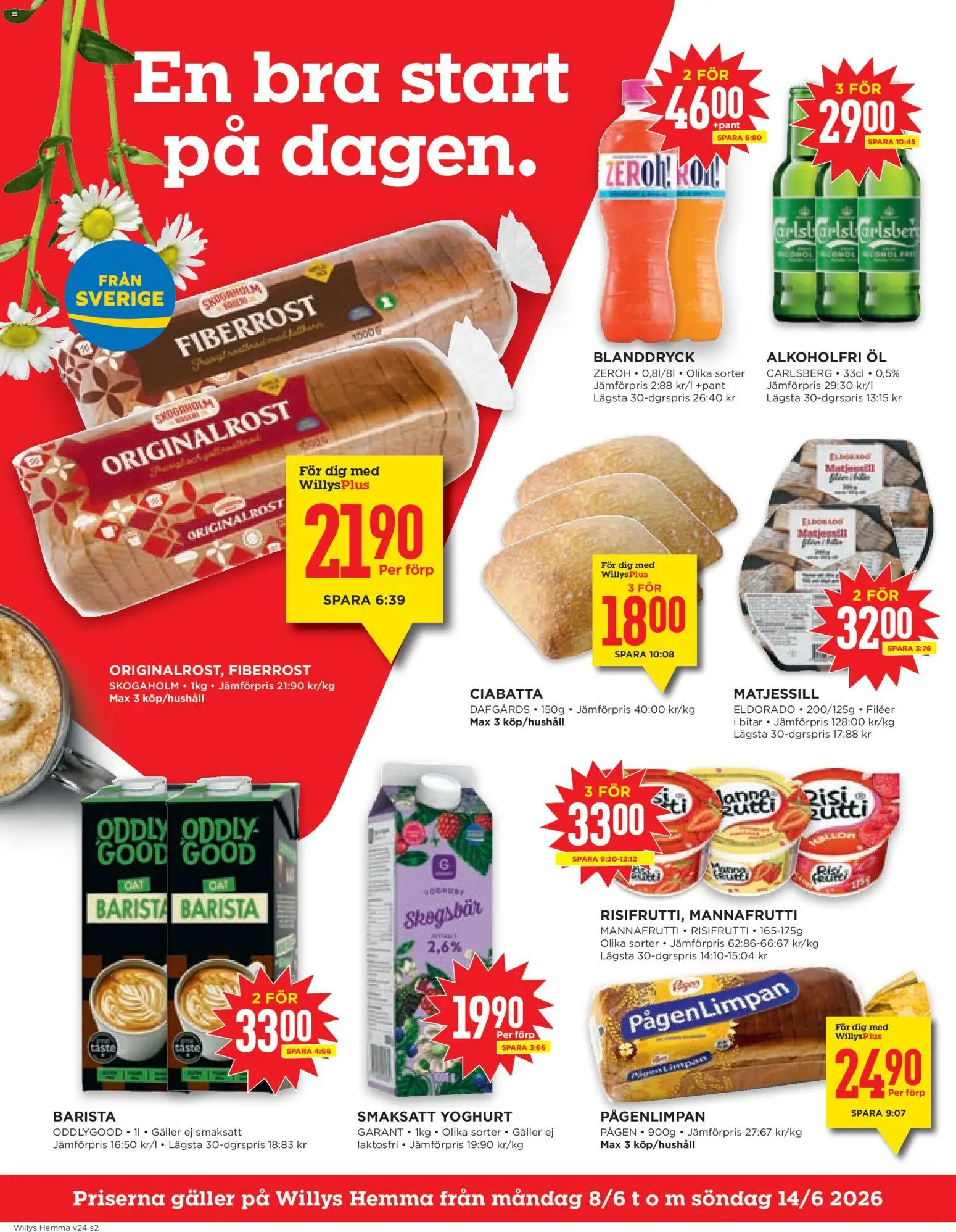Willys reklamblad aktuell från 08.06.2026 | Sida: 2 | Produkter: Risifrutti, Yoghurt, Öl, Hallon