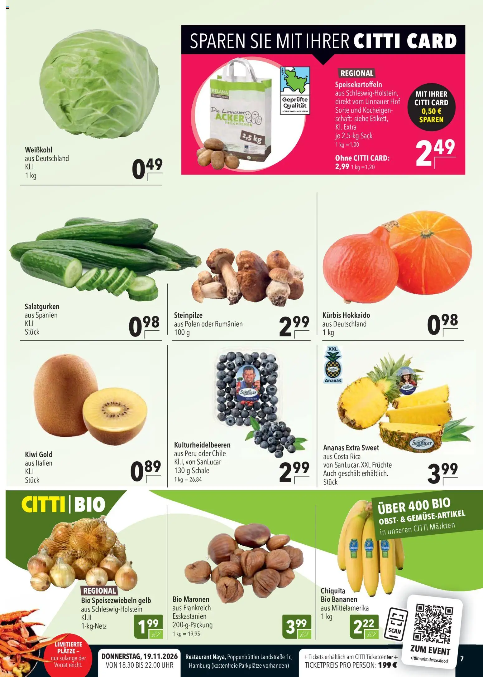 CITTI Markt Prospekt – gültig ab 07.10.2026 | Seite: 7 | Produkte: Bananen, Kürbis, Kiwi, Uhr