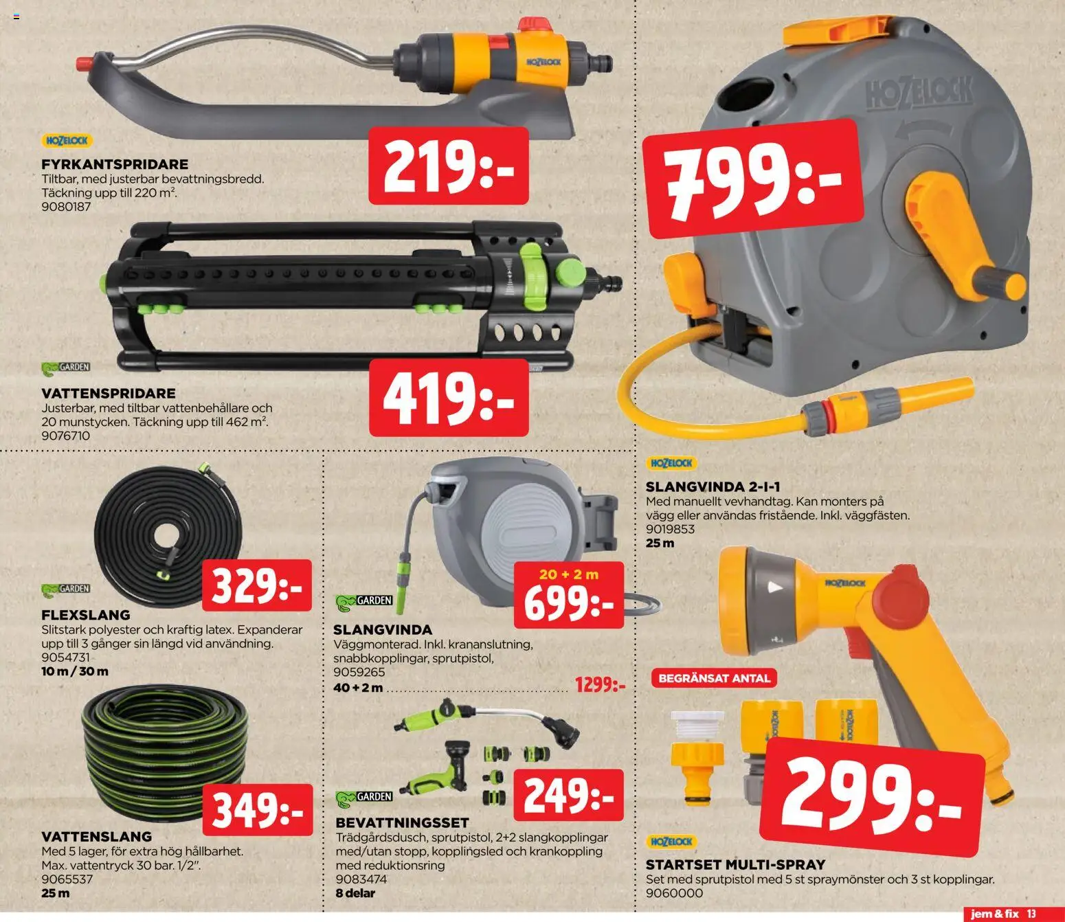 Jem & Fix reklamblad aktuell från 20/07/2026 | Sida: 13 | Produkter: Vattenspridare, Vattenslang, Set