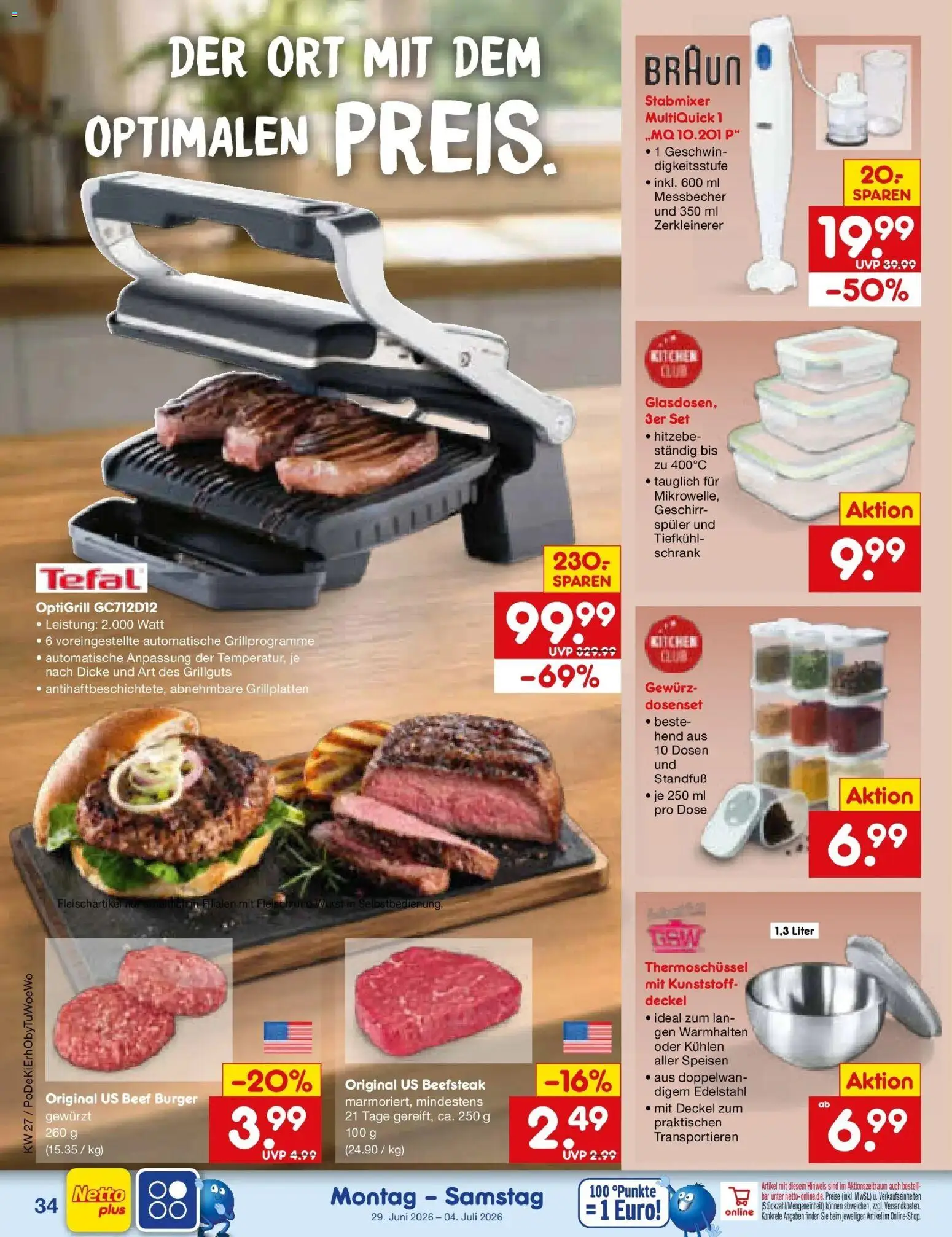 Netto Marken-Discount Prospekt Mannheim – gültig ab 28.06.2026 | Seite: 52 | Produkte: Schrank, Burger, Wurst, Stabmixer