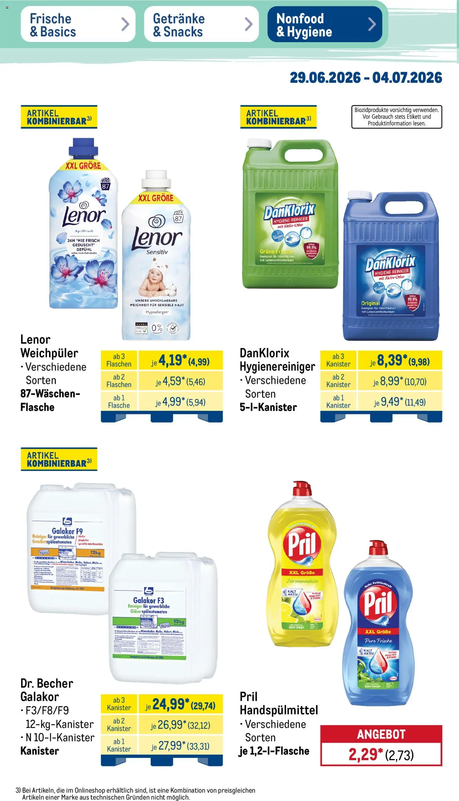 Metro Non Food & Hygiene – gültig ab 29.06.2026 | Seite: 2 | Produkte: Lenor, Miele, Pril