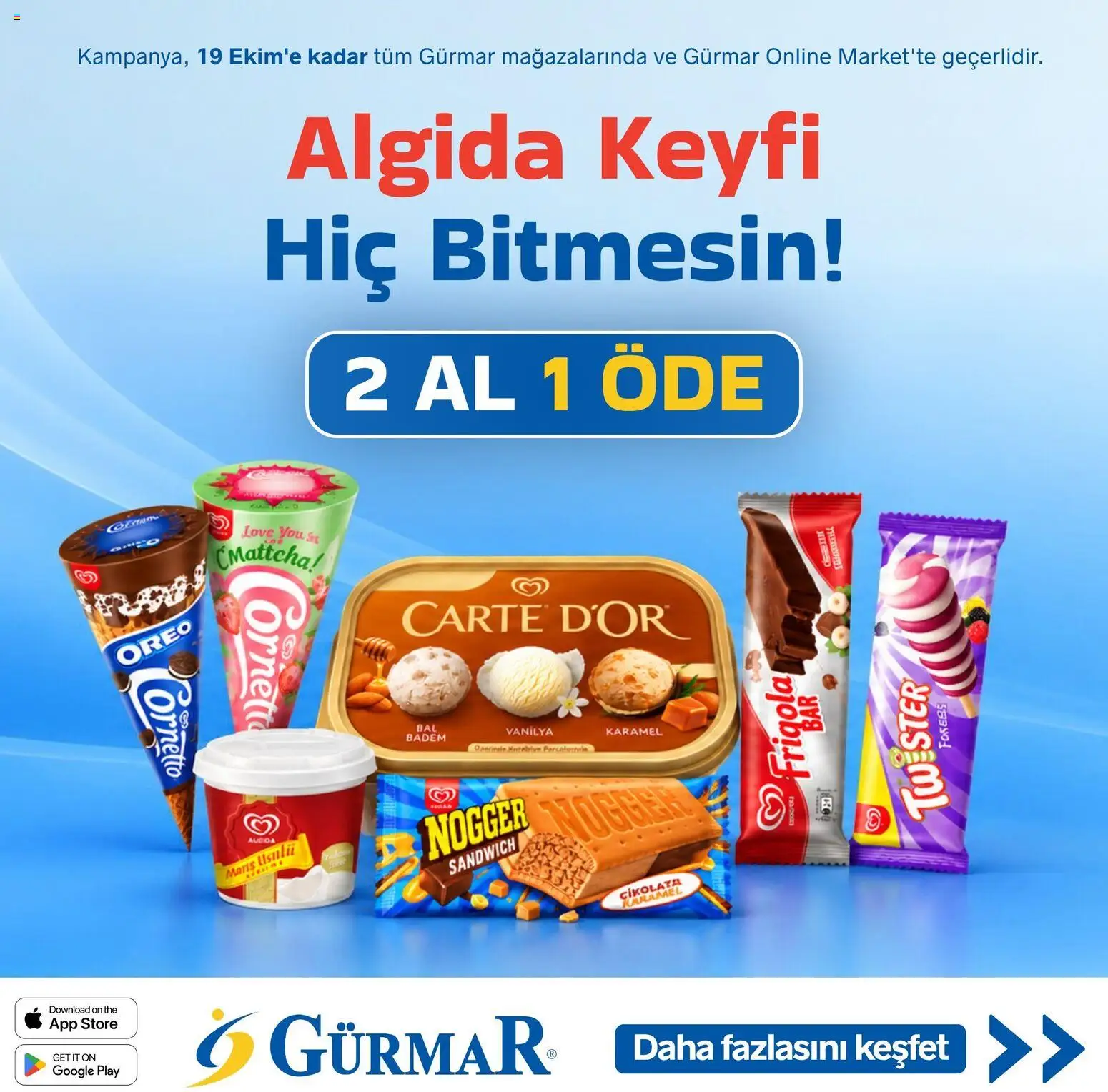 Gürmar - Dondurma kampanya - 09 Ekim 2026 tarihinden itibaren geçerlidir | Sayfa: 1 | Ürünler: Çikolata, Badem