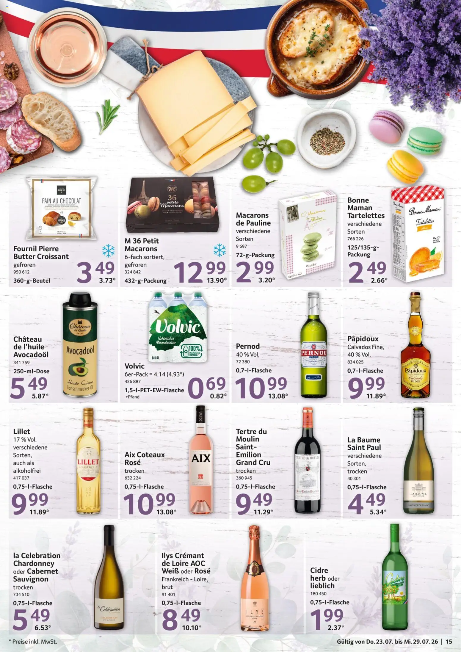 Selgros Prospekt – gültig ab 23.07.2026 | Seite: 15 | Produkte: Butter, Croissant, Lillet, Volvic
