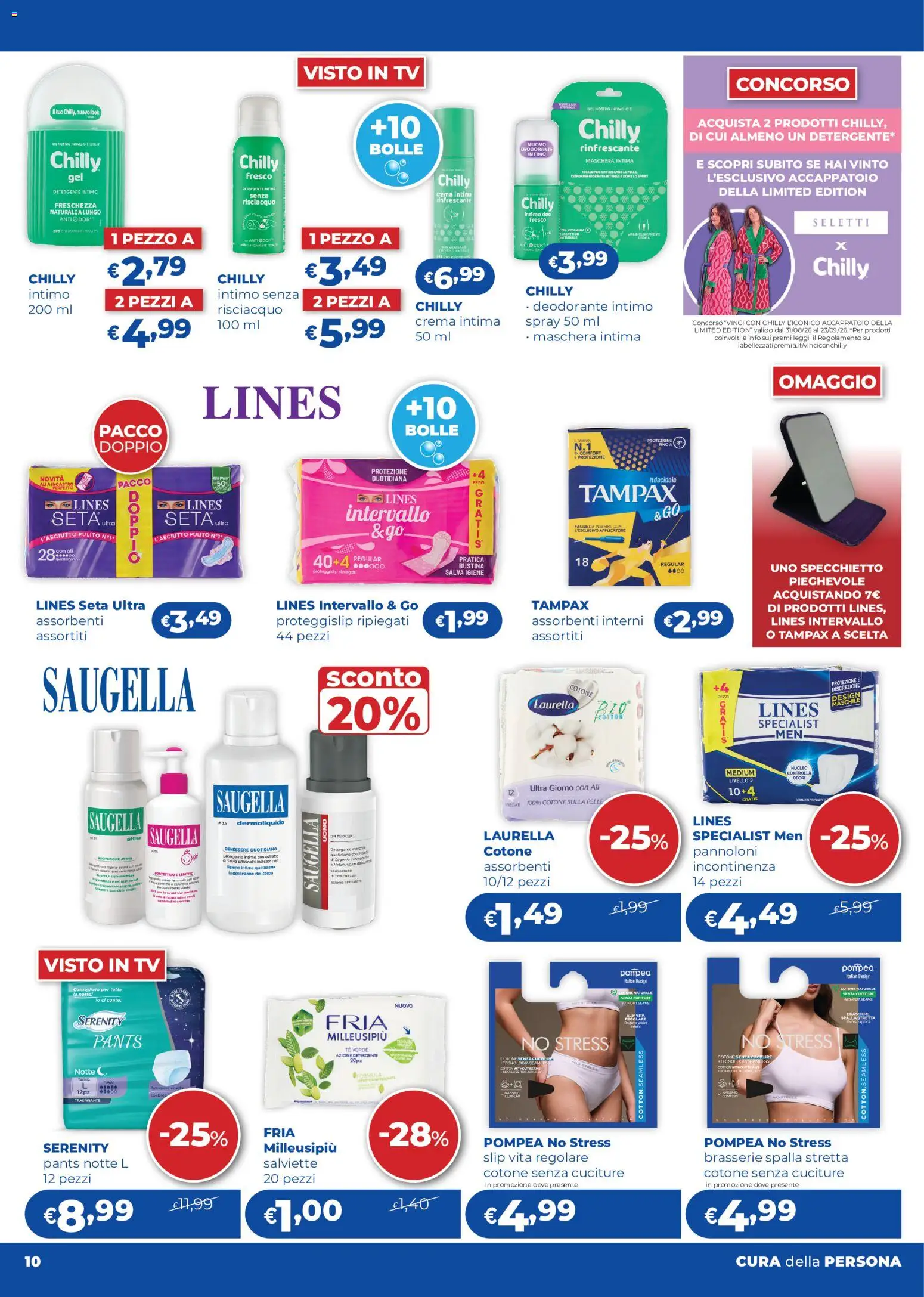 Volantino Acqua e Sapone del 03/08/2026 | Pagina: 10 | Prodotti: Detergente, Tè, Accappatoio, Assorbenti