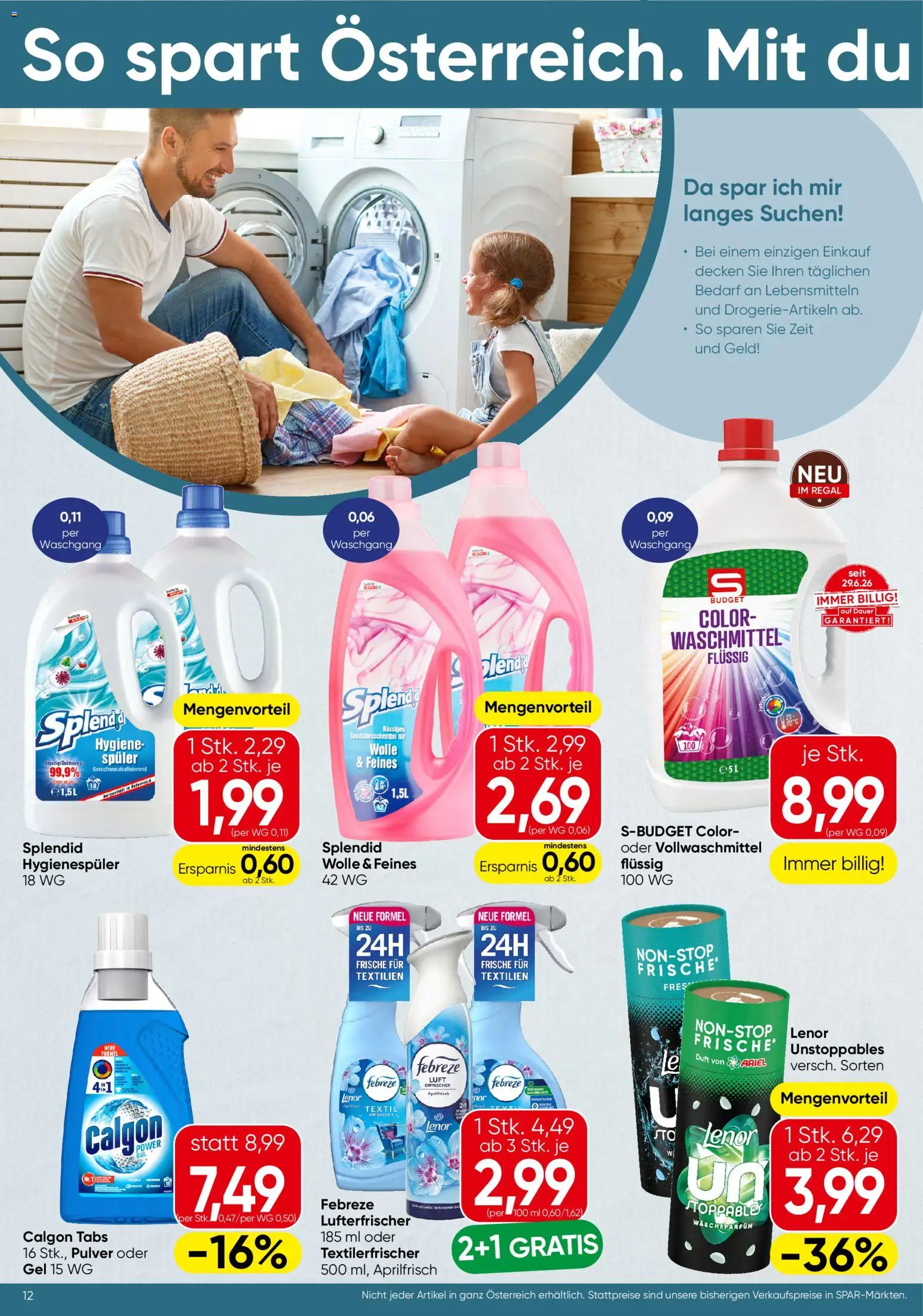 Spar Flugblatt gültig ab 17.09.2026 | Seite: 12 | Produkte: Regal, Duft, Waschmittel