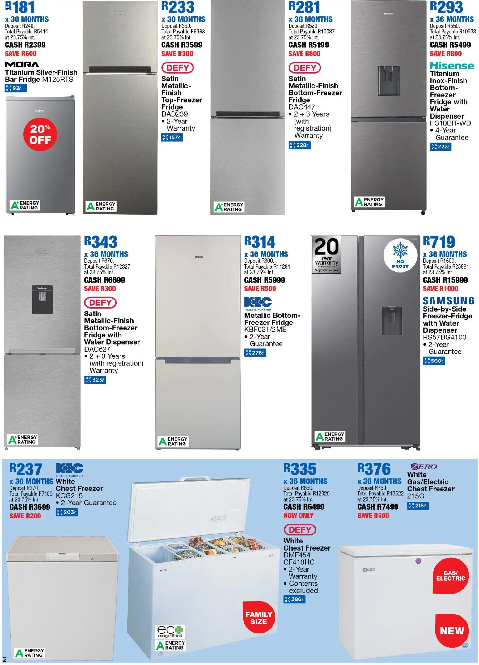 New OK Furniture catalogue – valid from 09.03.2026 | Page: 2 | Products: Freezer fridge, Fridge, Chest freezer, Water