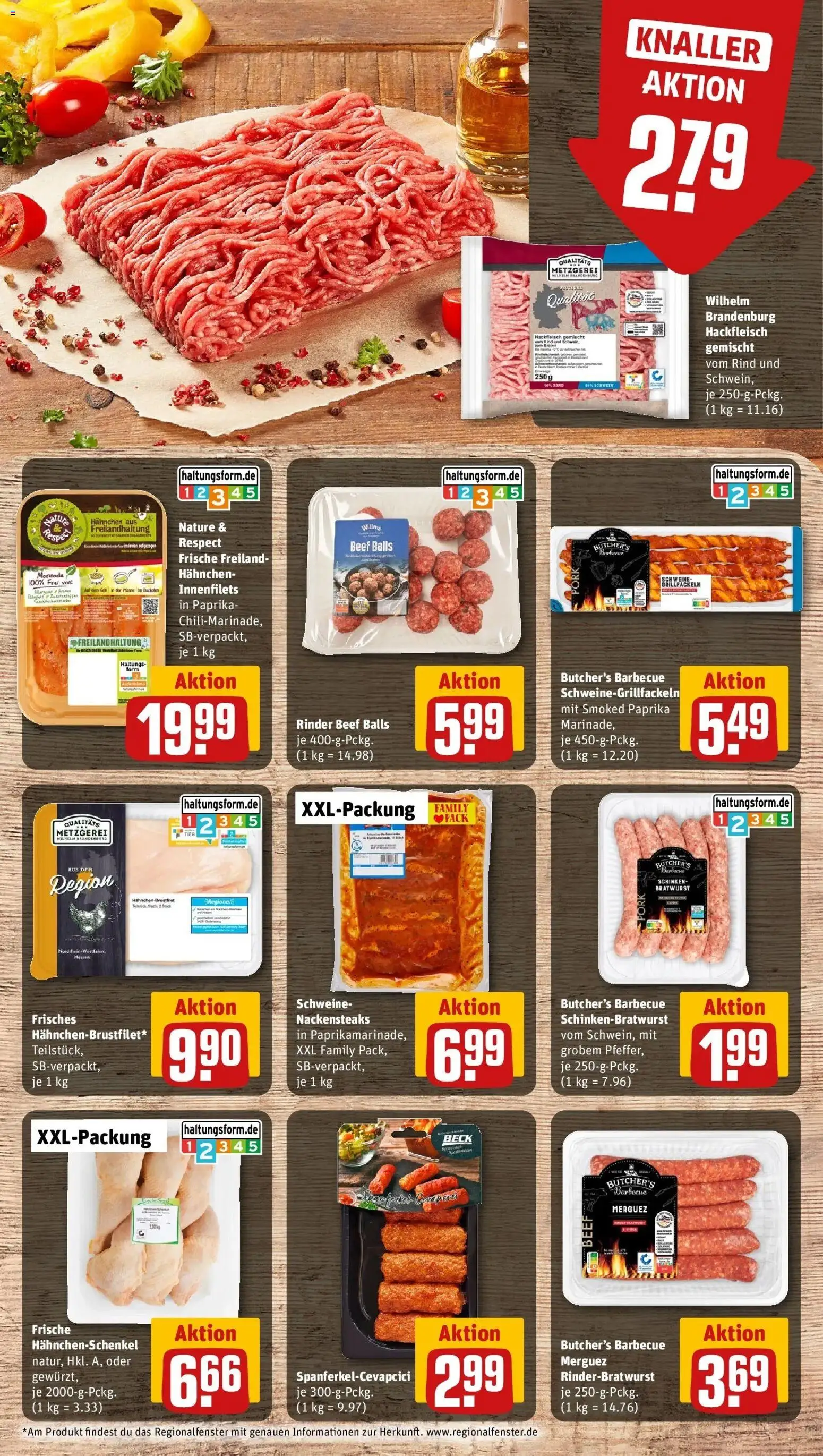 Rewe Prospekt Eschau – gültig ab 27.07.2026 | Seite: 9 | Produkte: Nackensteaks, Bratwurst, Backofen, Hackfleisch