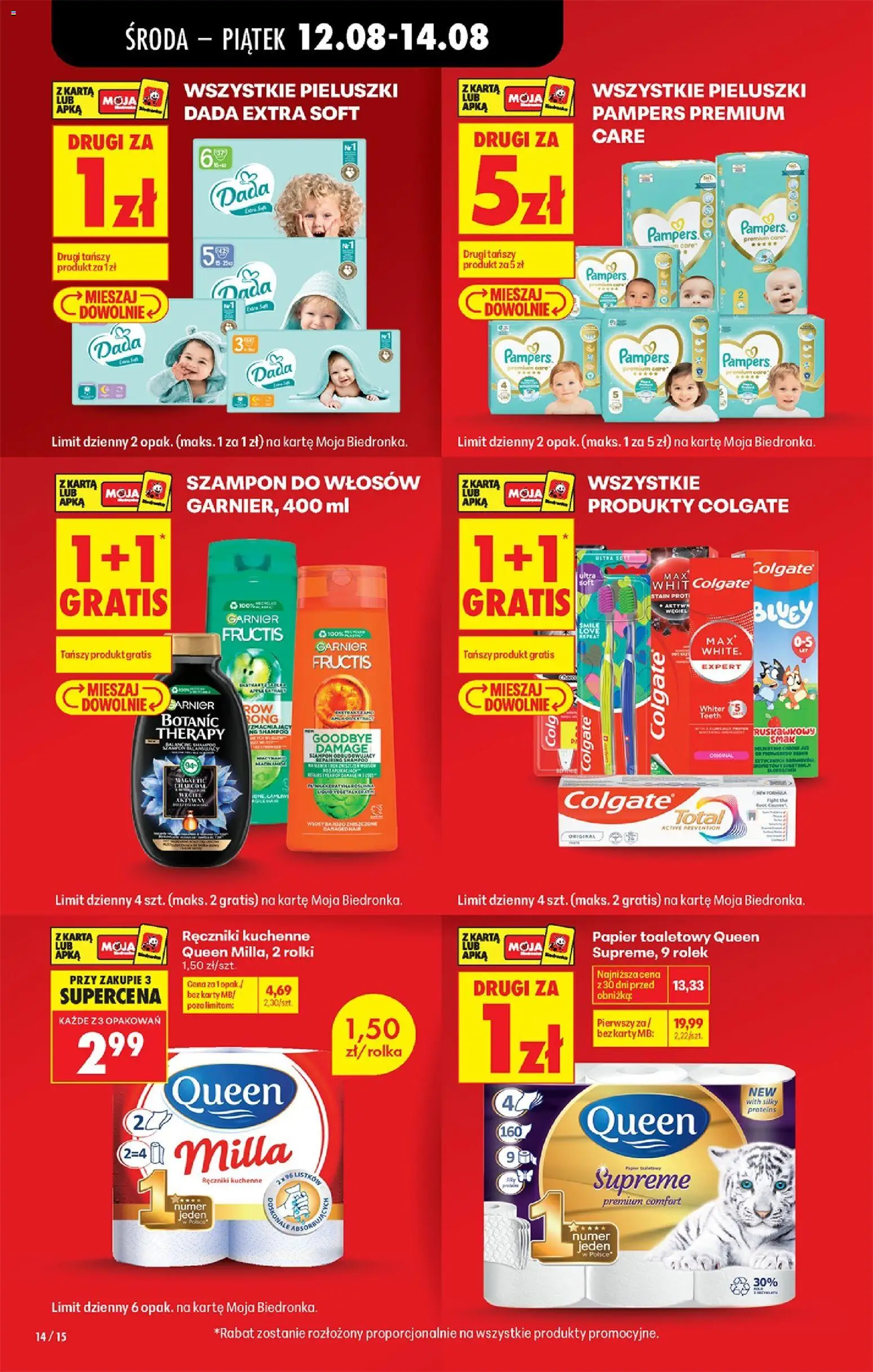 Biedronka gazetka od środy od 12.08.2026 | Strona: 18 | Produkty: Ręczniki kuchenne, Garnier, Rolki, Szampon do włosów