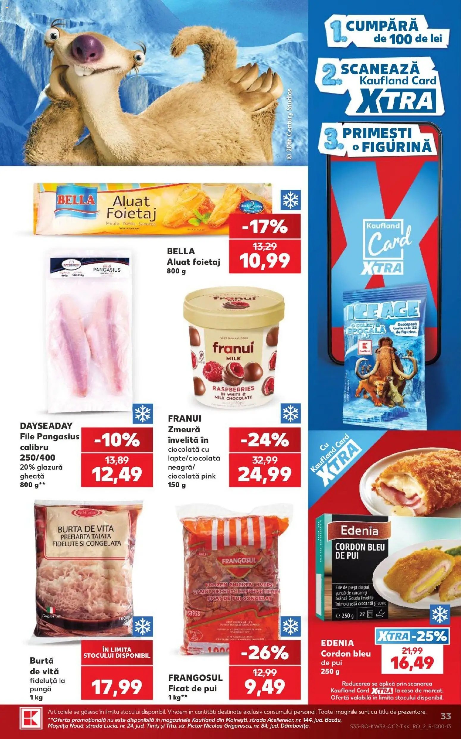 Kaufland Slatina 16.09.2026 - Revista si Oferta | Pagină: 33 | Produse: Burta de vita, Brânză, Pangasius, Ficat de pui congelat