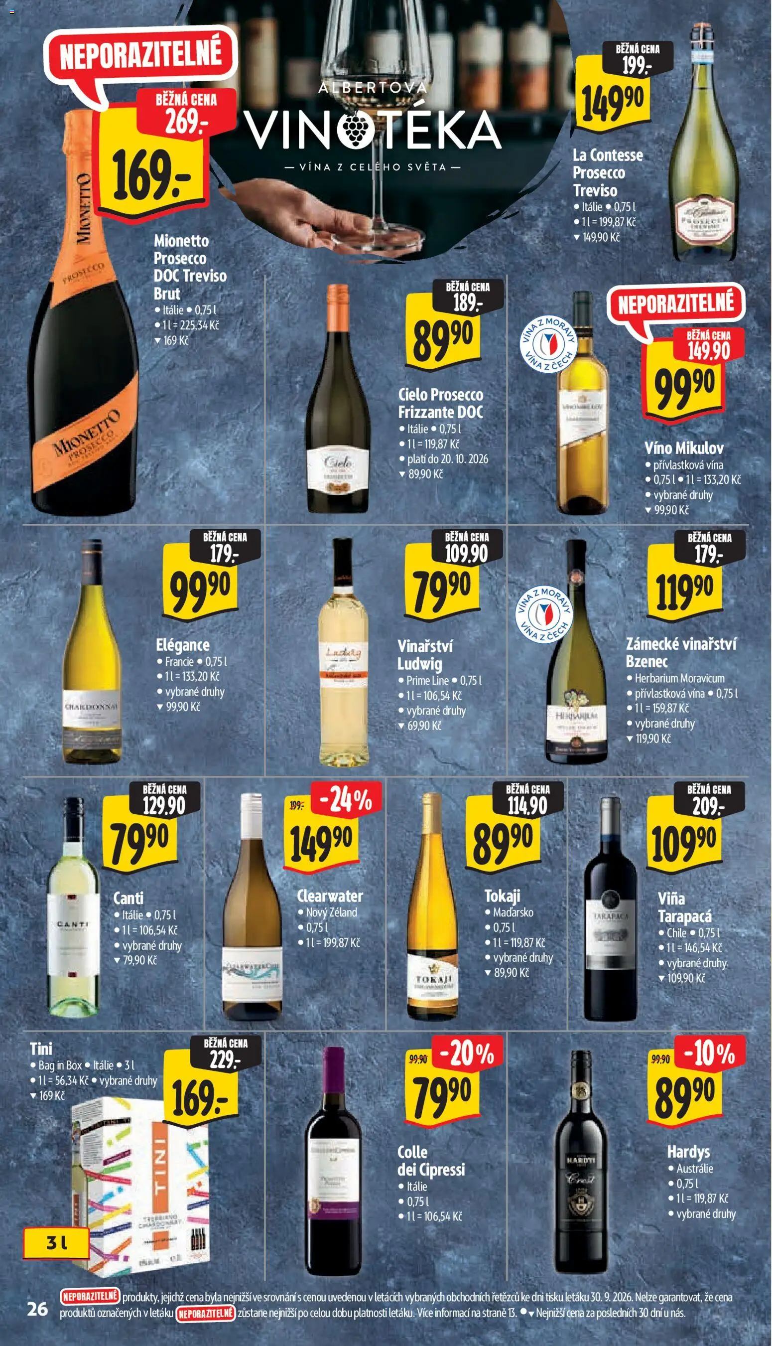 Albert leták - Hypermarket - Znojmo od 07.10.2026 | Strana: 44 | Produkty: Tarapaca, Prosecco DOC, Prosecco Frizzante, Tokaji