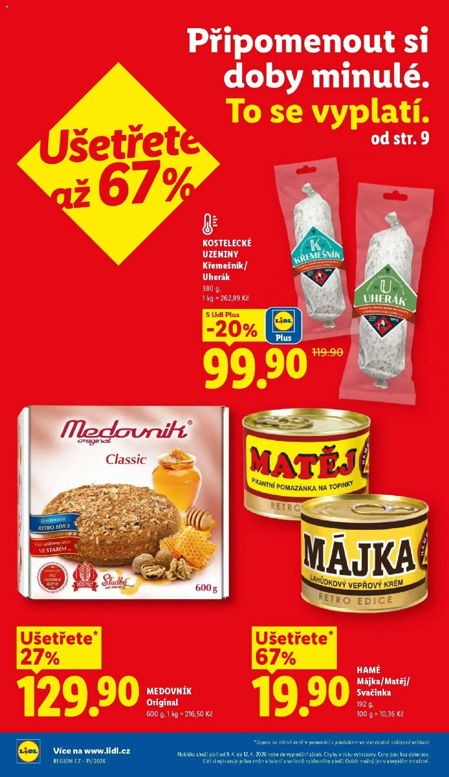 Lidl aktuální leták od 09.04.2026 | Strana: 2 | Produkty: Uherák, Krém, Medovník, Dort