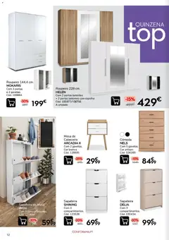 Pré-visualização Conforama - Quinzena top válido de 10/09/2026 | Página: 12 | Produtos: Roupeiro, Portas, Cómoda, Sapateira
