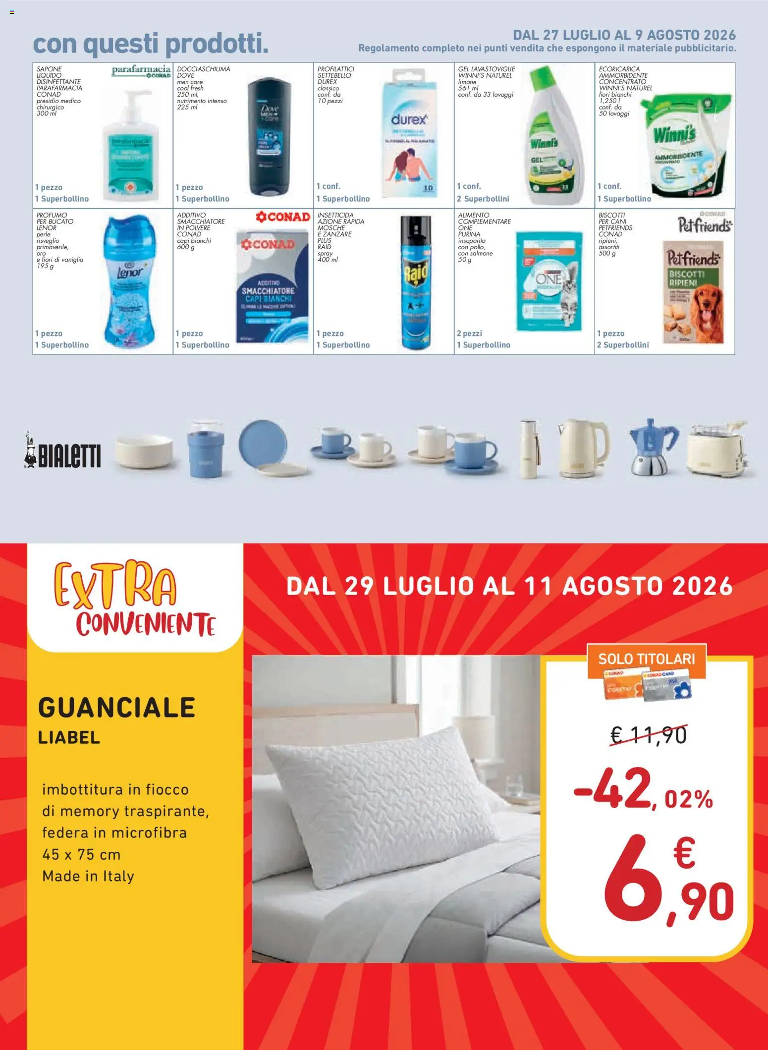 Volantino Conad del 29/07/2026 | Pagina: 15 | Prodotti: Ammorbidente, Salmone, Biscotti, Federa