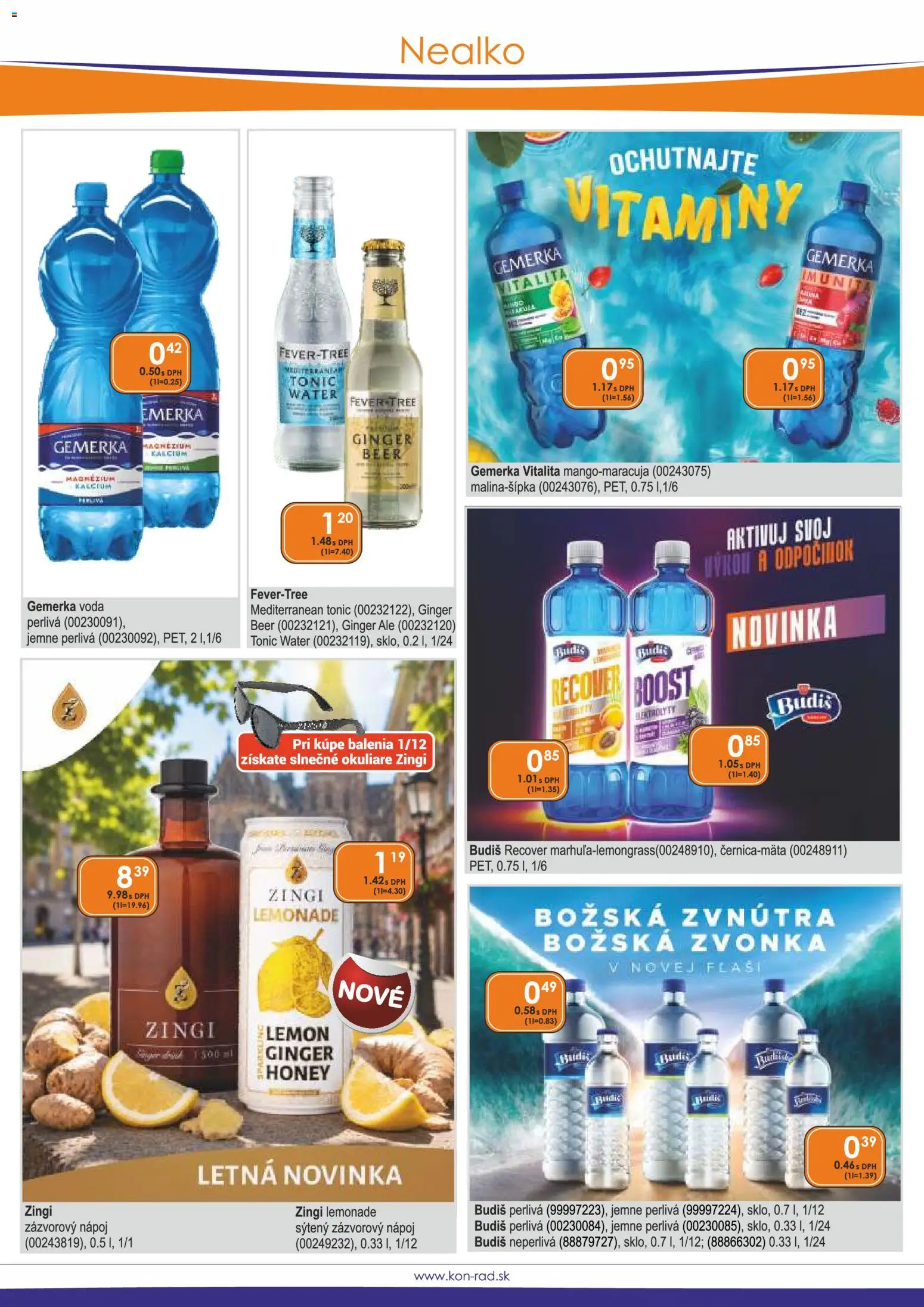 Nové KON - RAD akcie – leták je platný od 01.08.2026 | Strana: 29 | Produkty: Budiš, Voda, Okuliare, Gemerka