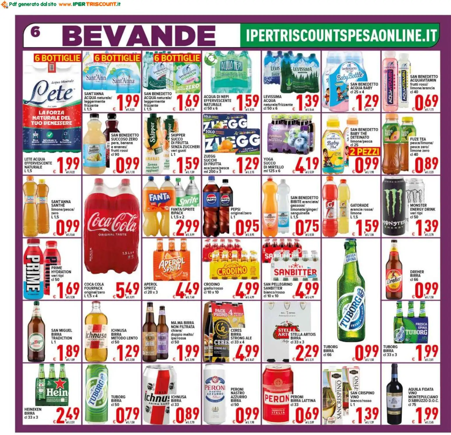 Volantino Ipertriscount del 10/06/2026 | Pagina: 6 | Prodotti: Vino, Pesca, Arancia, Pepsi