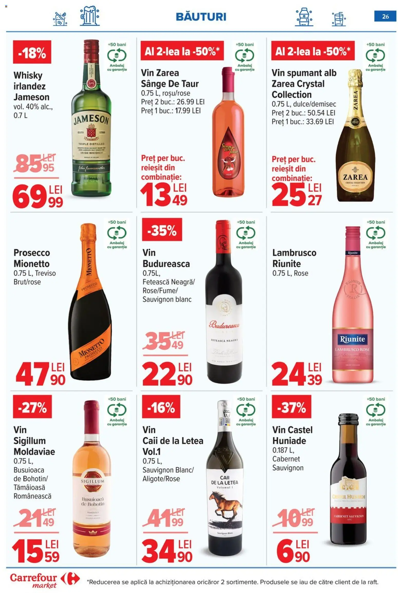 Noul catalog Carrefour – valabil de la 10.06.2026 | Pagină: 26 | Produse: Prosecco, Vin, Whiskey