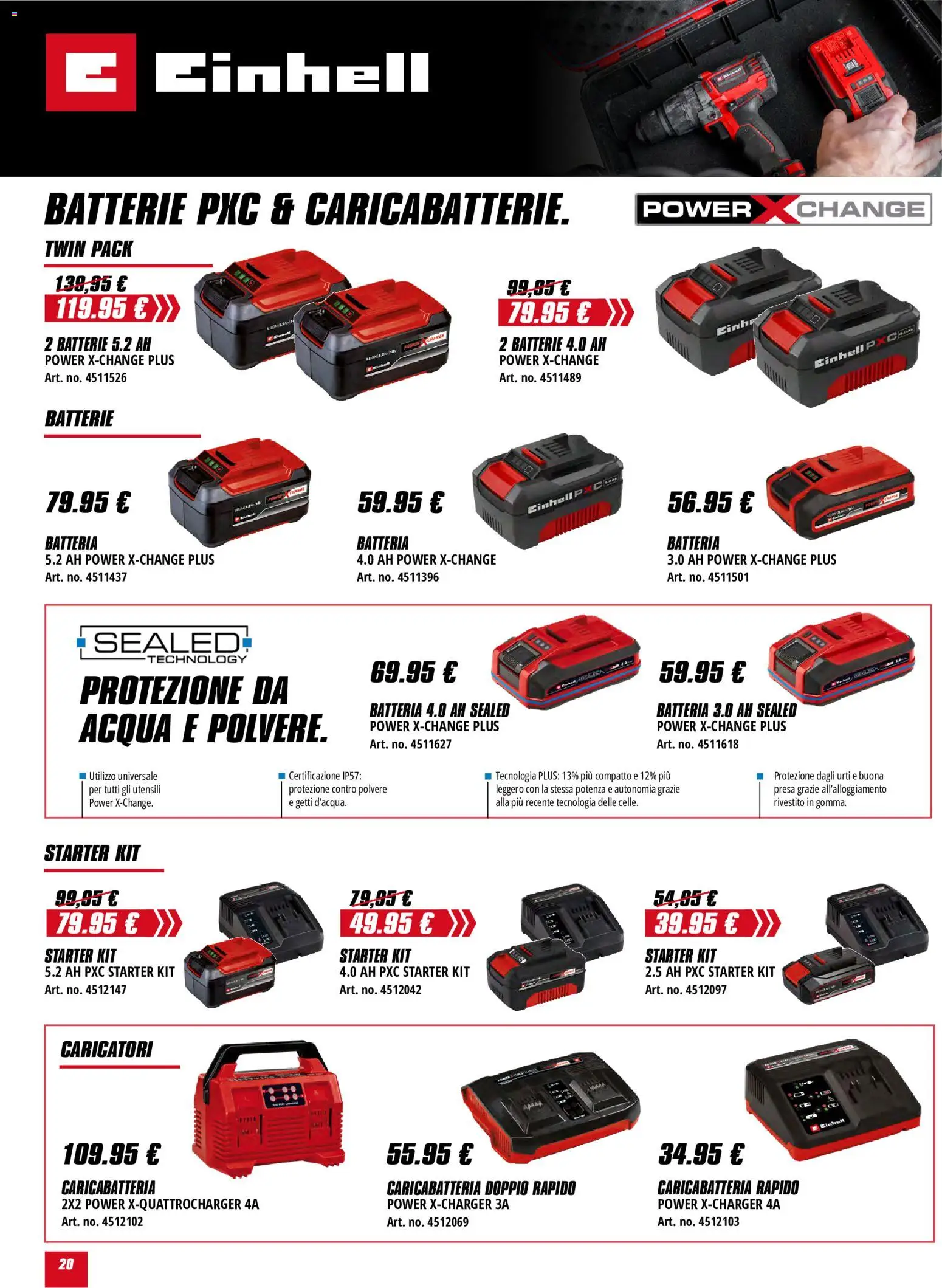 Volantino Einhell del 01.06.2026 | Pagina: 20 | Prodotti: Acqua, Presa, Batteria, Batterie