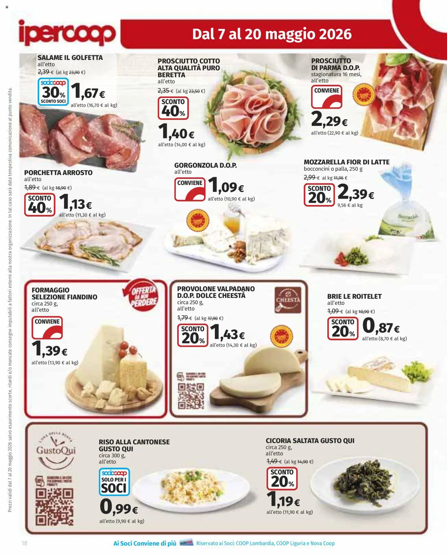 Volantino Ipercoop del 07.05.2026 | Pagina: 18 | Prodotti: Arrosto, Porchetta, Riso, Data