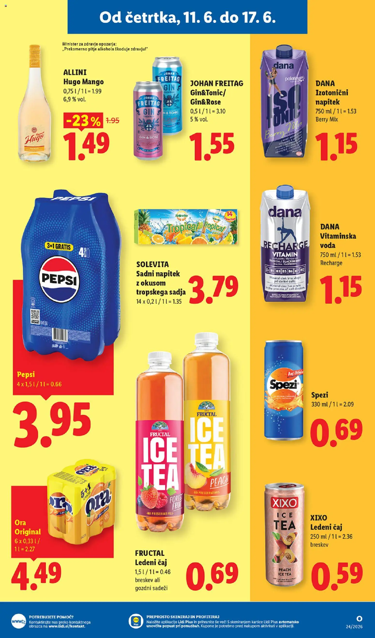 Novi Lidl katalog ponudbe – veljaven od 11.06.2026 | Stran: 11 | Izdelki: Ledeni čaj, Gin, Voda, Breskev