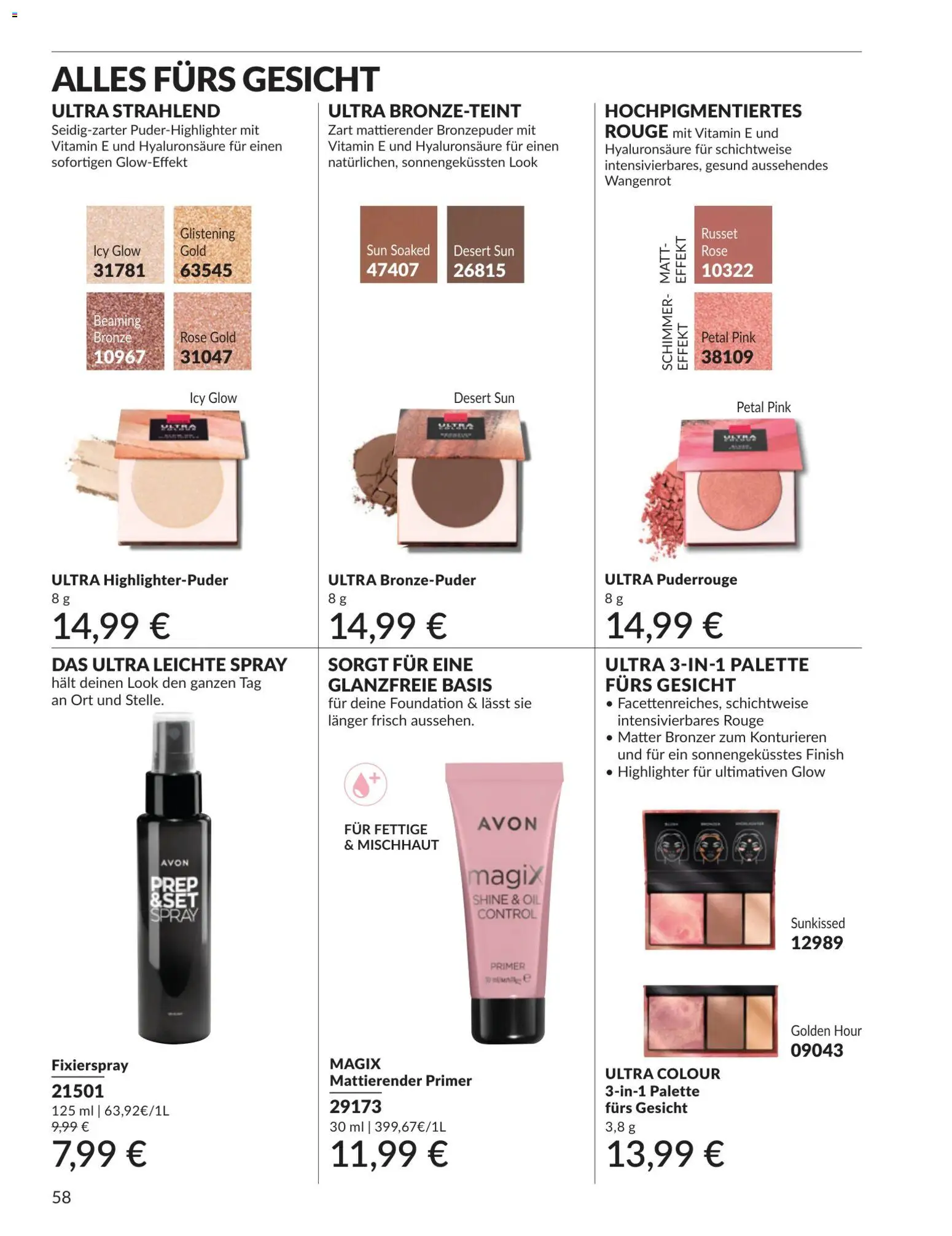 AVON Katalog Juli 2026 – gültig ab 01.07.2026 | Seite: 58 | Produkte: Rouge, Finish, Highlighter, Primer