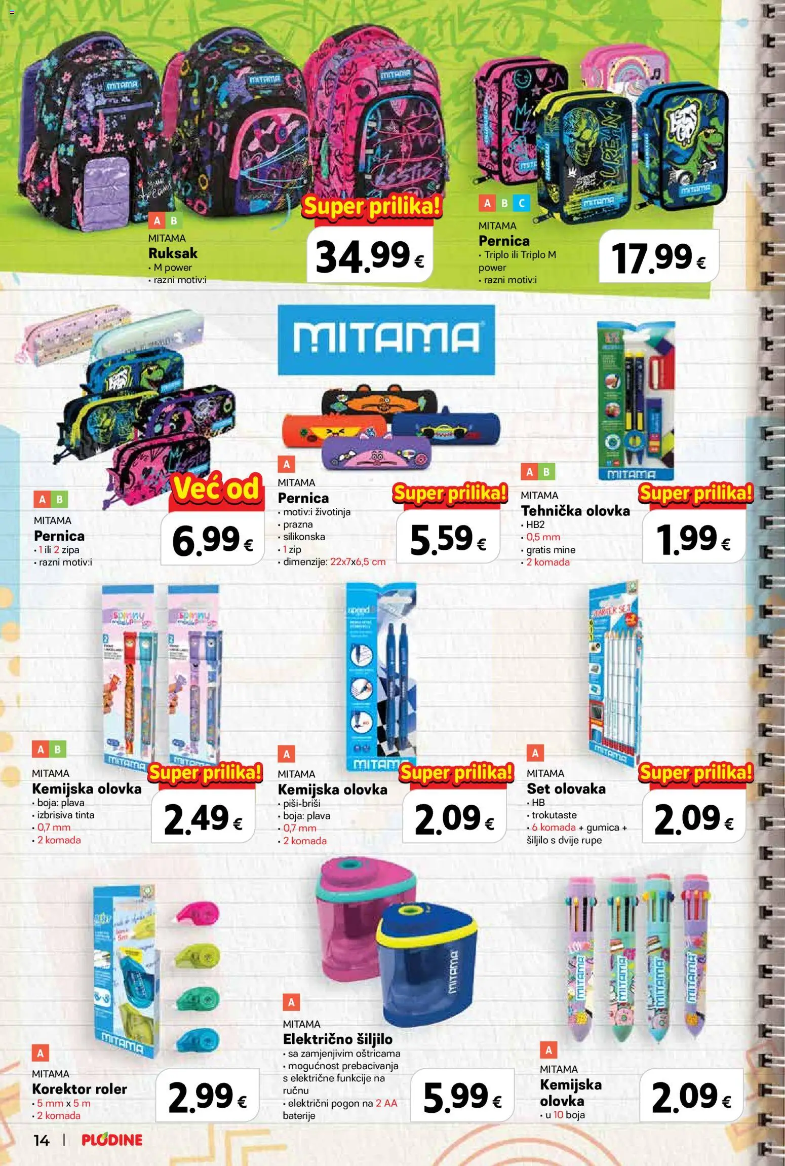 Plodine katalog | vrijedi od 13.08.2026 | Stranica: 14 | Proizvodi: Šiljilo, Čaše, Ruksak, Korektor