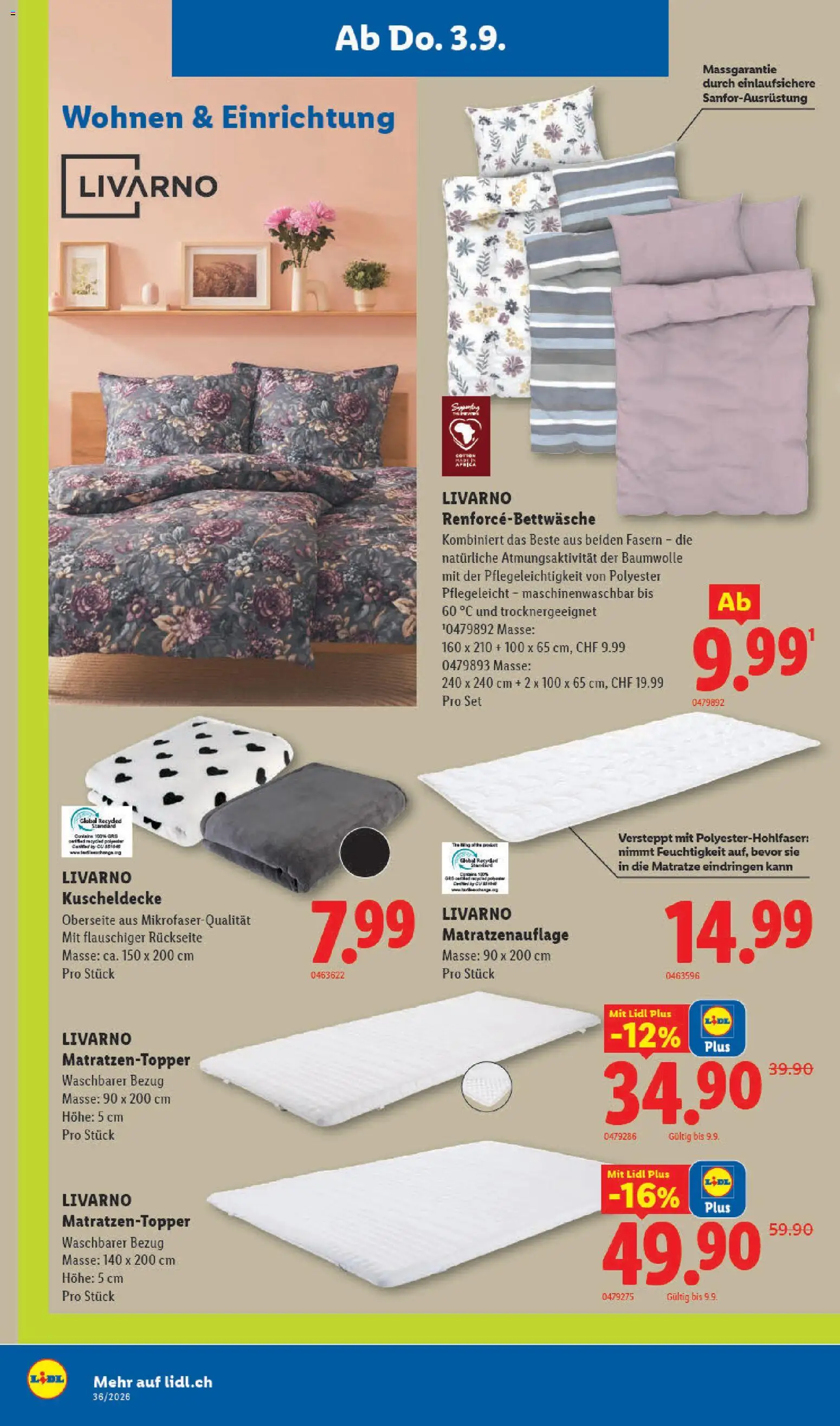 Lidl aktionen – gültig ab 03.09.2026 | Seite: 20 | Produkte: Matratze, Topper