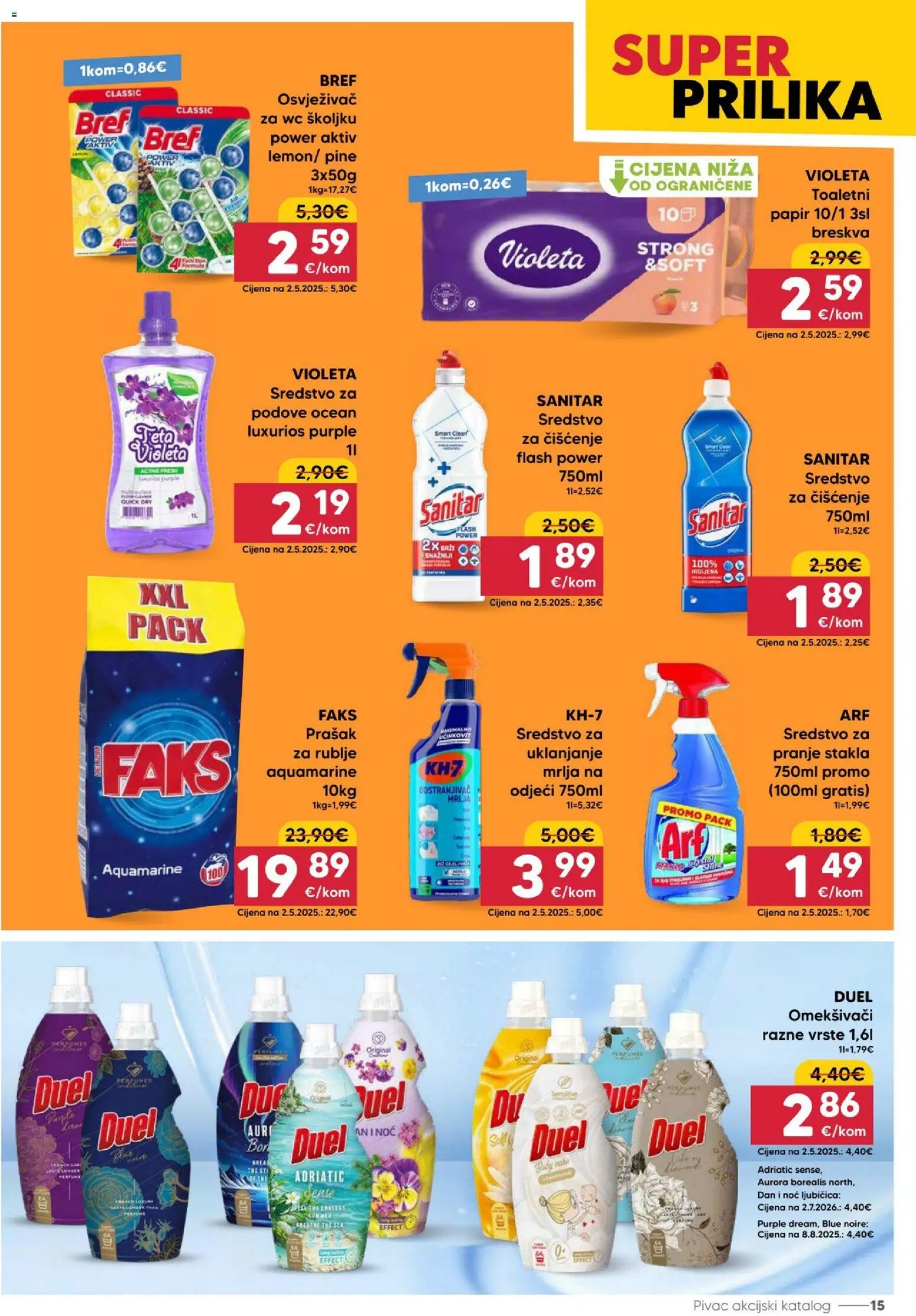 Pivac katalog | vrijedi od 10.08.2026 | Stranica: 15 | Proizvodi: Faks, Feta, Sredstvo za podove, Breskva